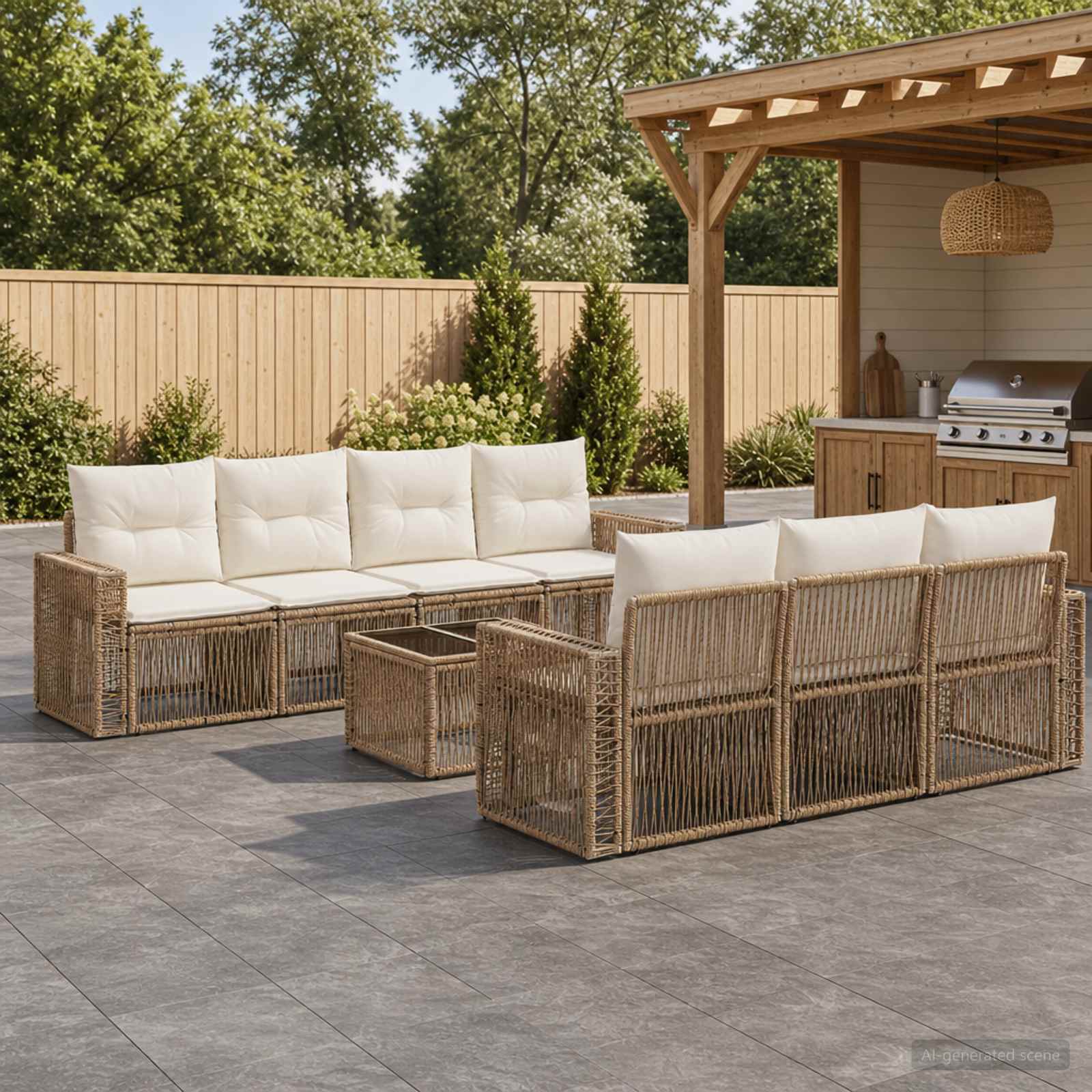 vidaXL Tuinbankenset 8 st Zwart poly rattan