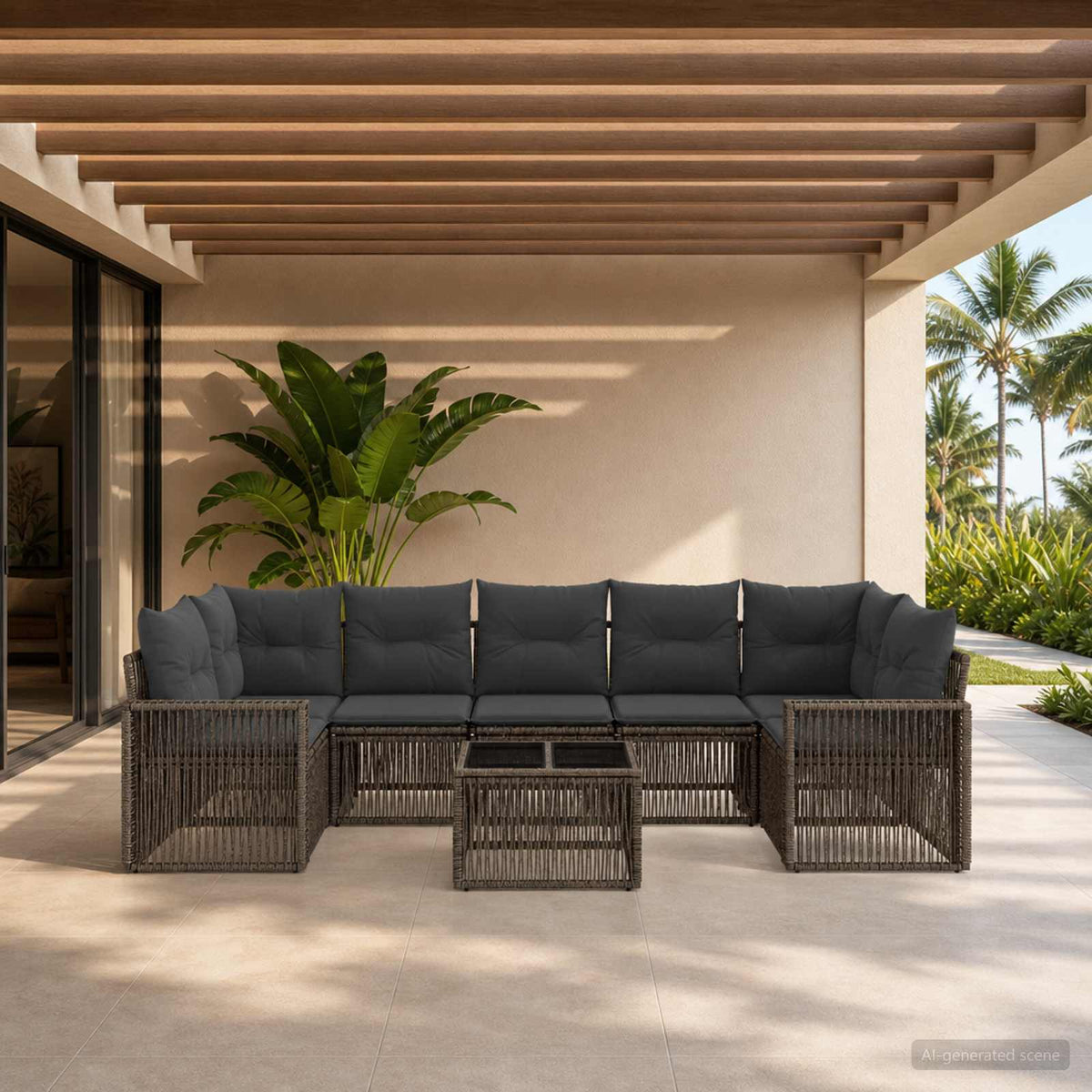 vidaXL Tuinbankenset 8 st Zwart poly rattan