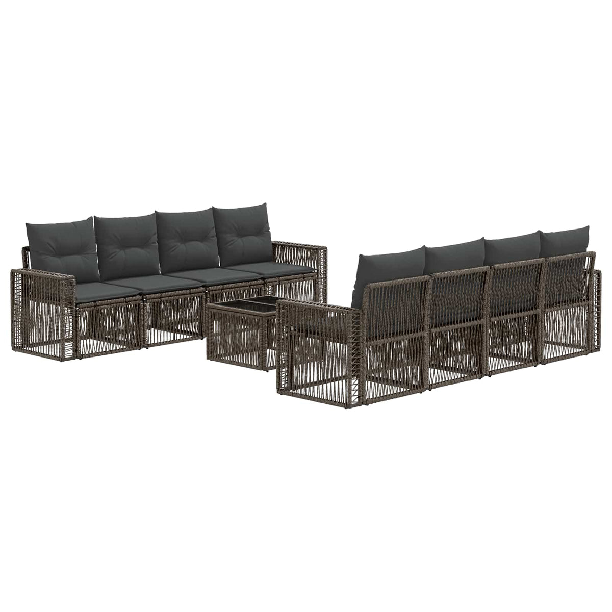 vidaXL Tuinbankenset 9 st Zwart poly rattan