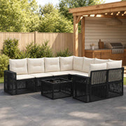 vidaXL Tuinbankenset 9 st Zwart poly rattan