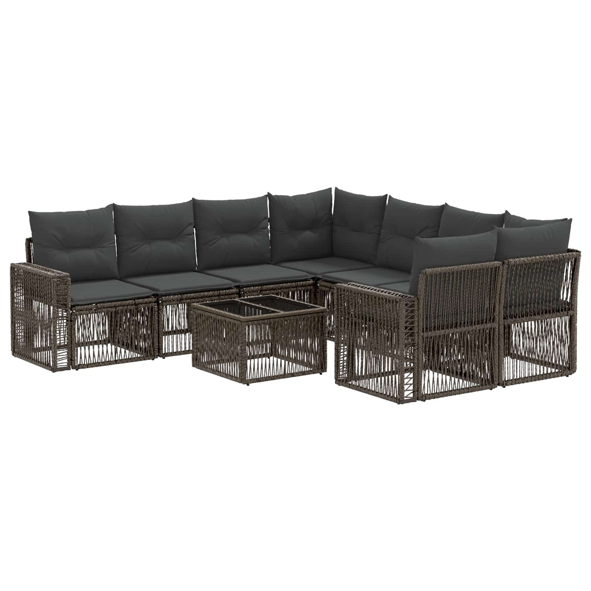 vidaXL Tuinbankenset 9 st Zwart poly rattan