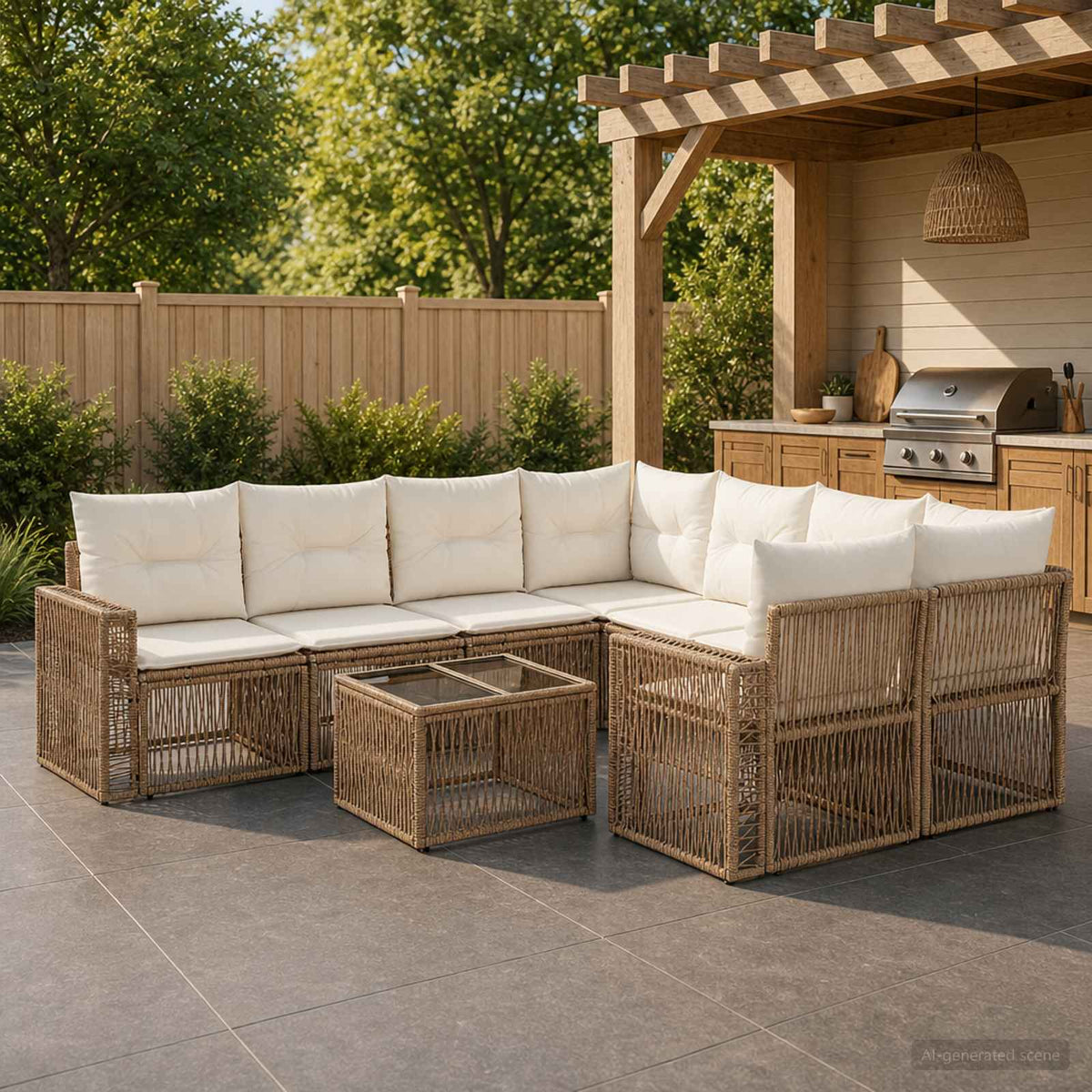 vidaXL Tuinbankenset 9 st Zwart poly rattan