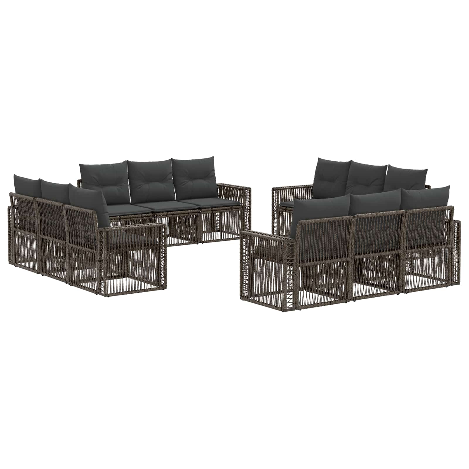 vidaXL Tuinbankenset 13 pcs Zwart en Cream Wit poly rattan