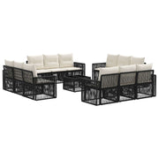 vidaXL Tuinbankenset 13 pcs Zwart en Cream Wit poly rattan