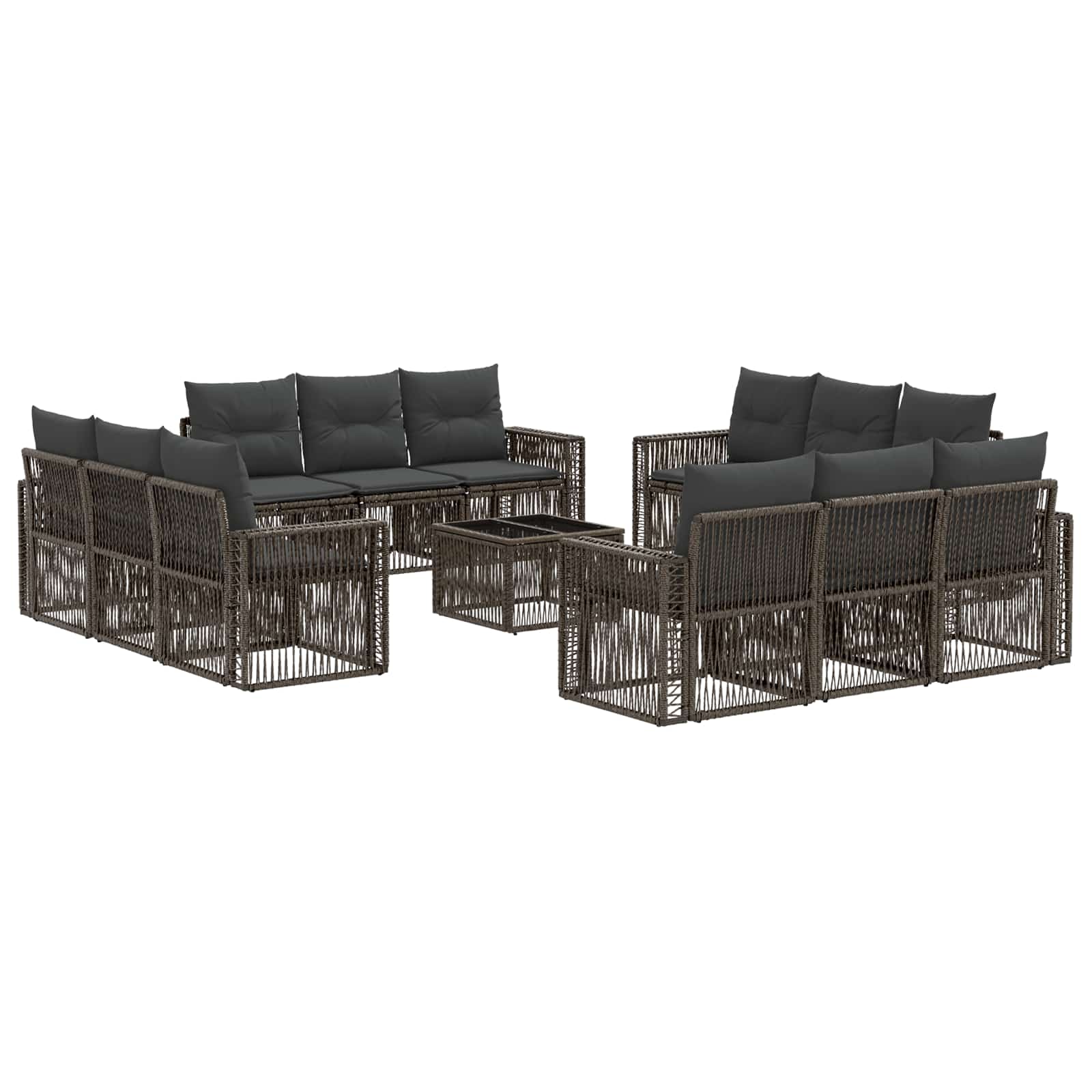 vidaXL Tuinbankenset 13 pcs Zwart en Cream Wit poly rattan