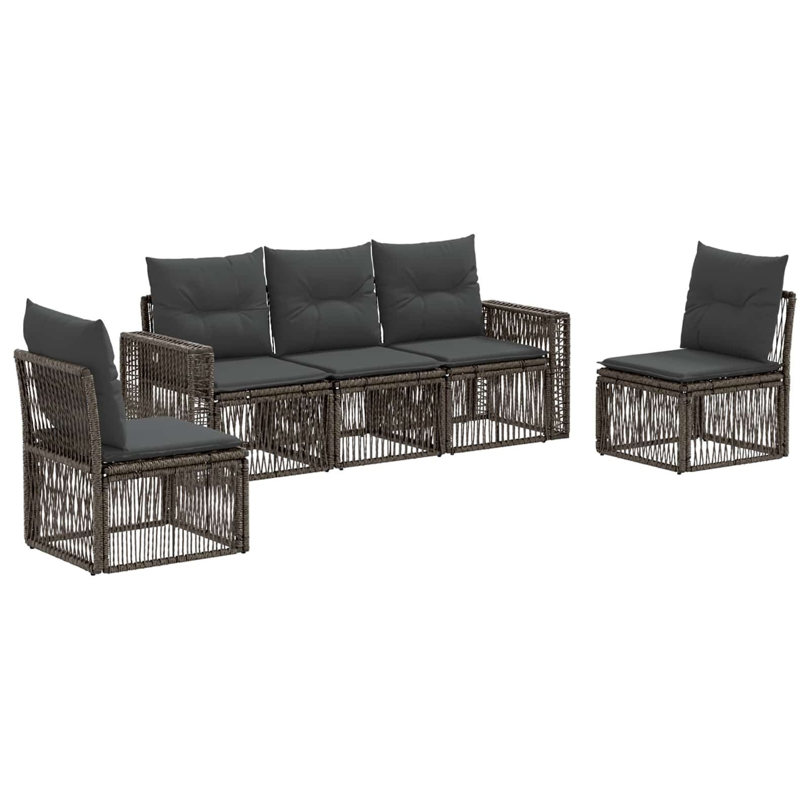 vidaXL Tuinbankenset 6 pcs Zwart en Cream Wit poly rattan