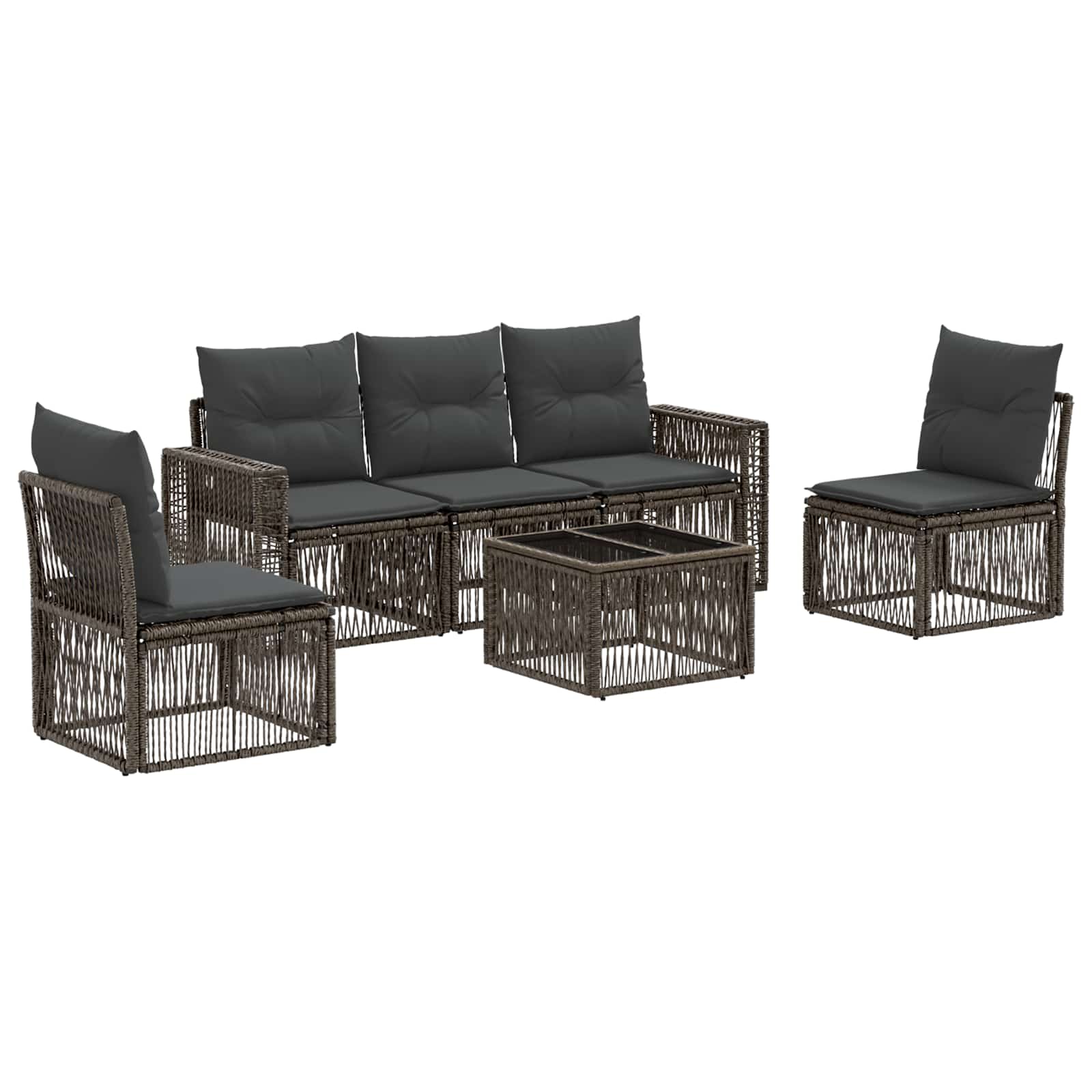 vidaXL Tuinbankenset 6 pcs Zwart en Cream Wit poly rattan