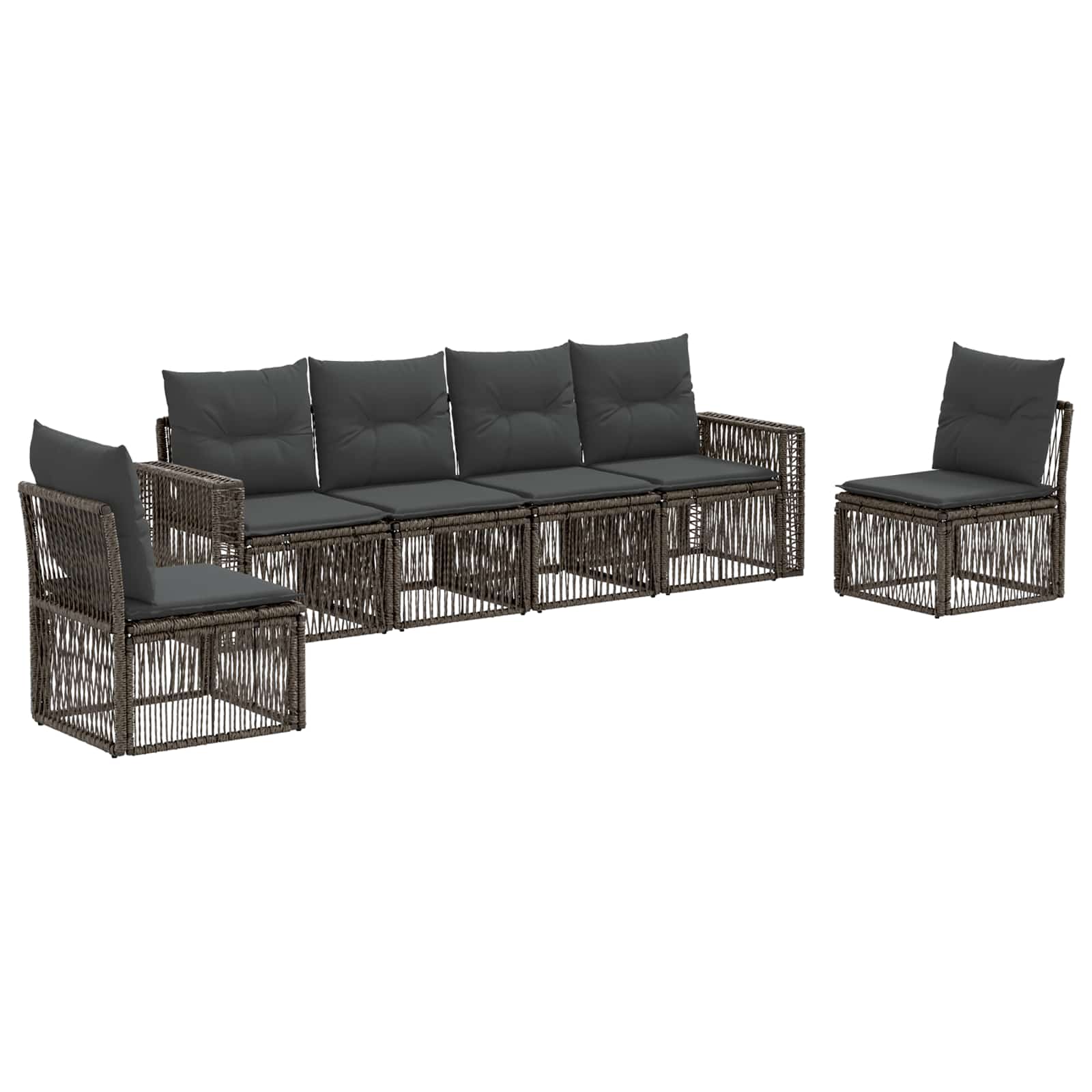 vidaXL Tuinbankenset 7 pcs Zwart en Cream Wit poly rattan