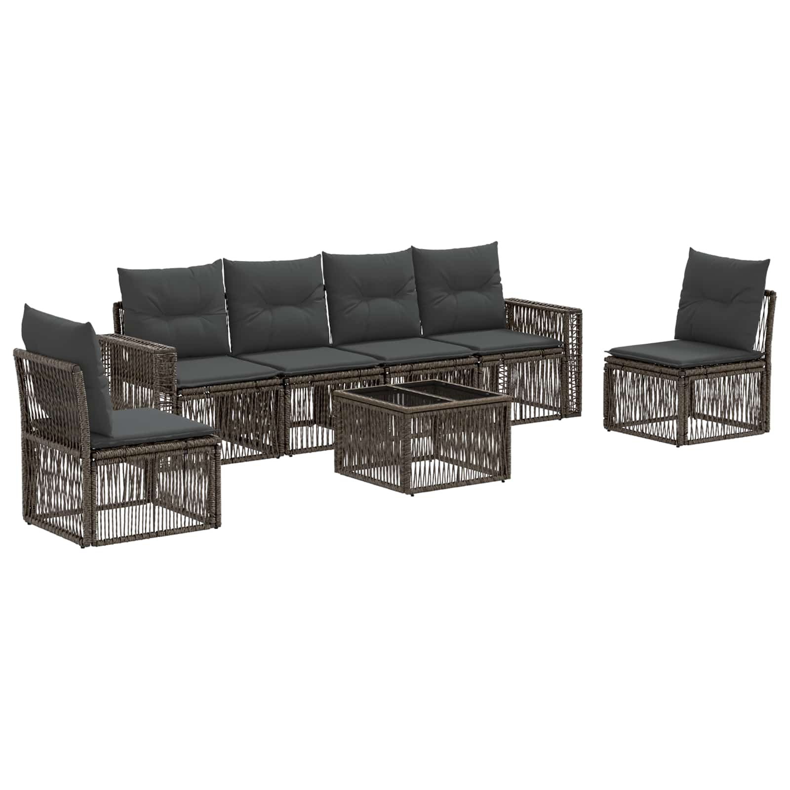vidaXL Tuinbankenset 7 pcs Zwart en Cream Wit poly rattan