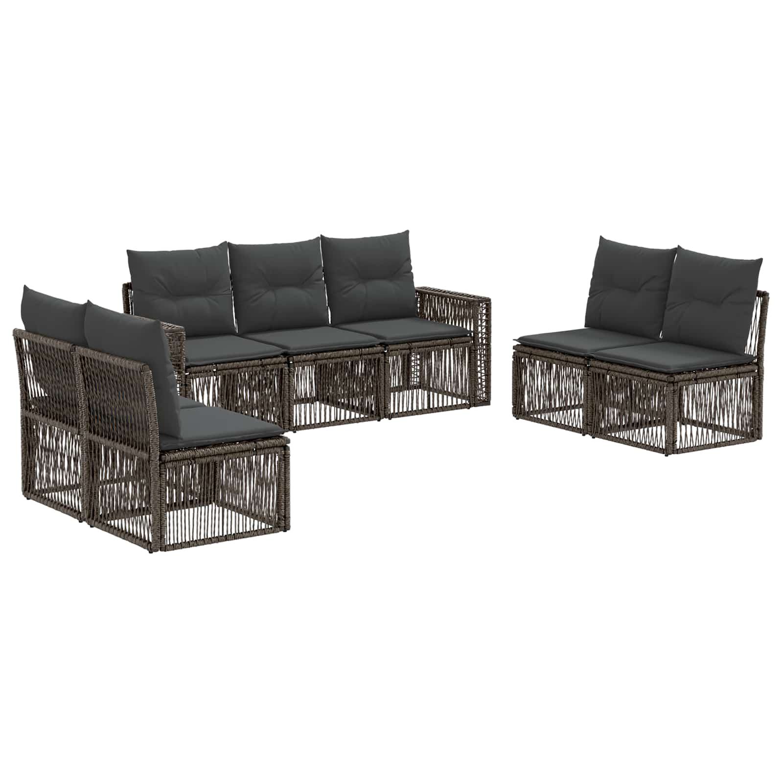 vidaXL Tuinbankenset 8 pcs Zwart en Cream Wit poly rattan