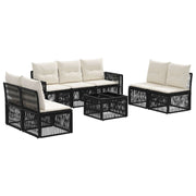 vidaXL Tuinbankenset 8 pcs Zwart en Cream Wit poly rattan