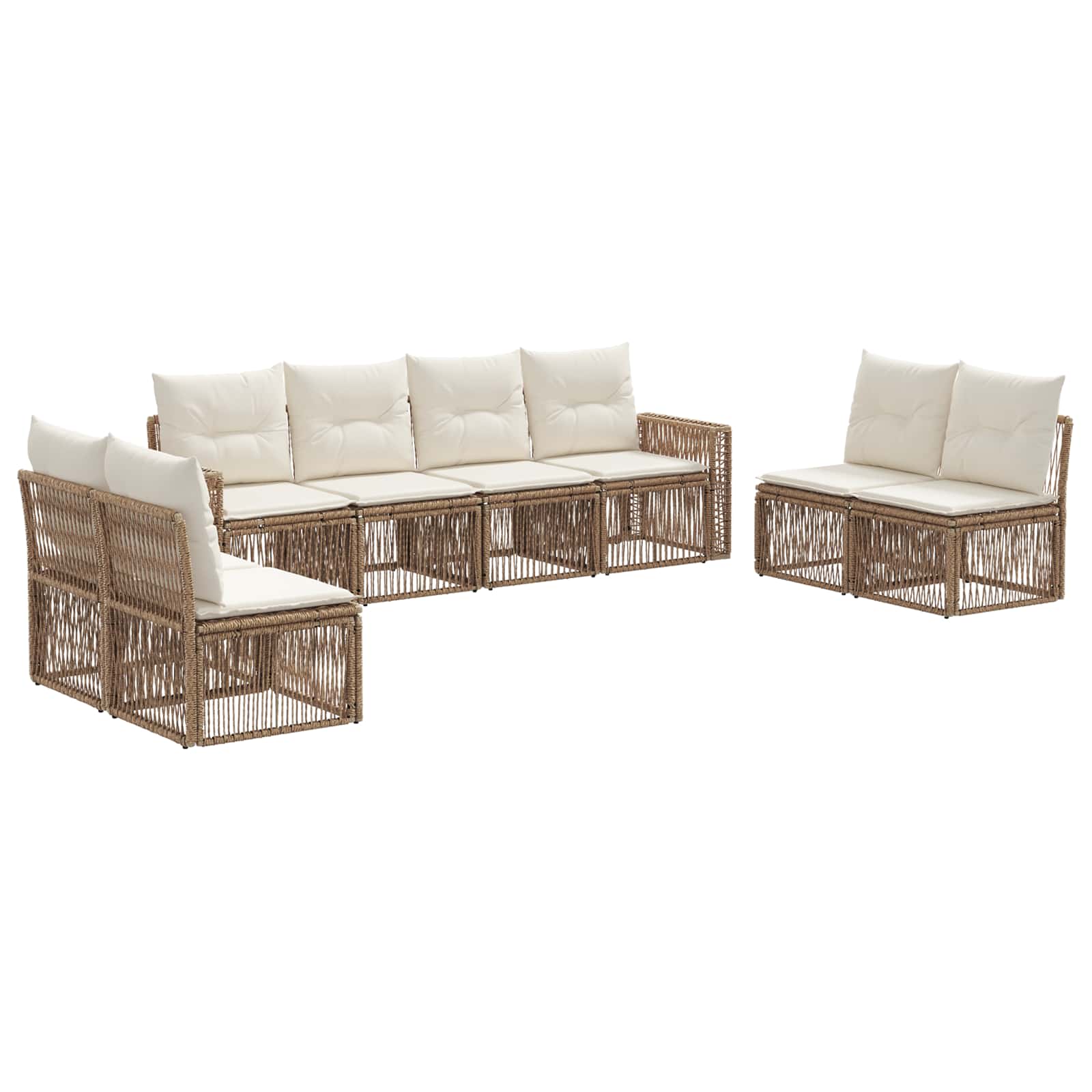 vidaXL Tuinbankenset 9 pcs Zwart en Cream Wit poly rattan