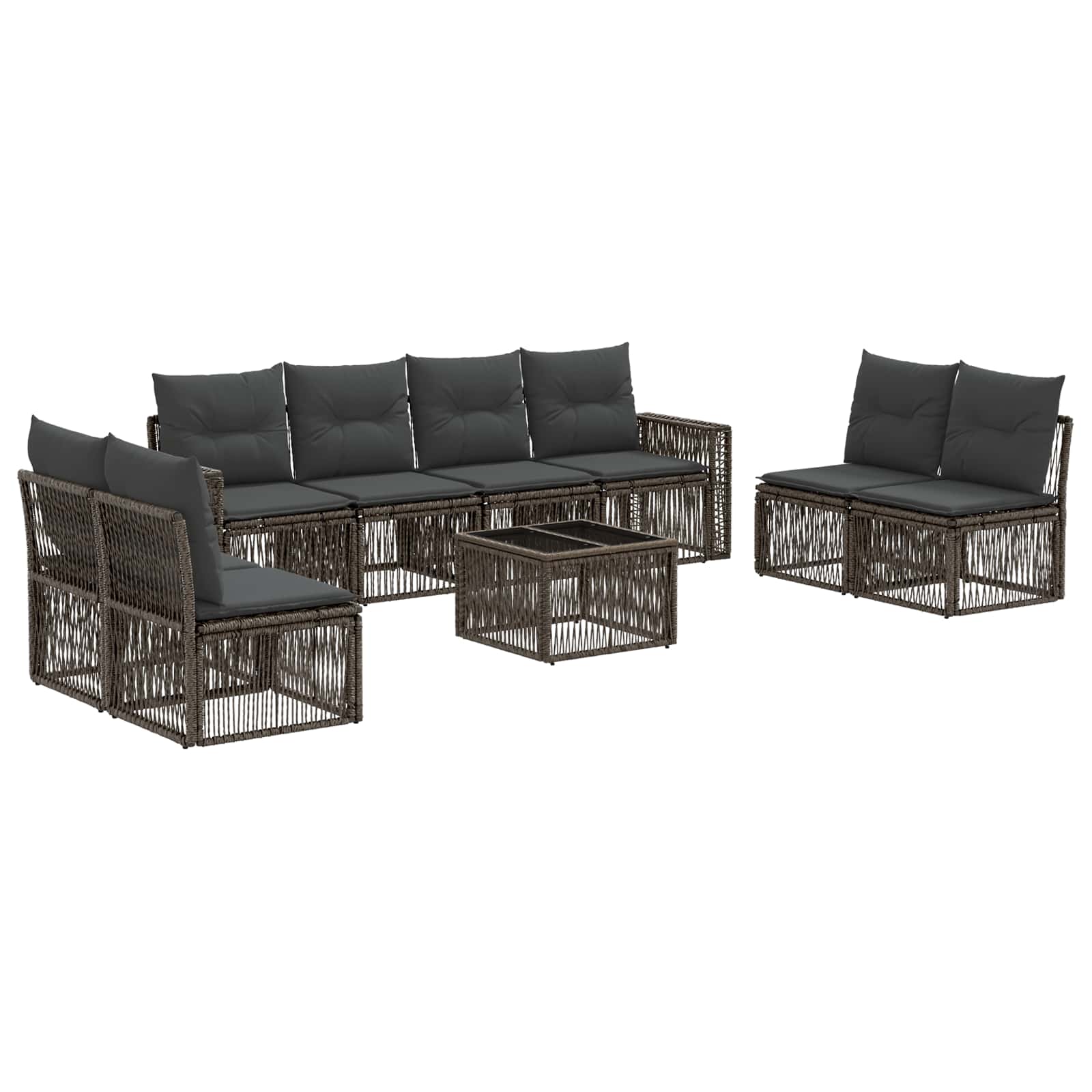 vidaXL Tuinbankenset 9 pcs Zwart en Cream Wit poly rattan