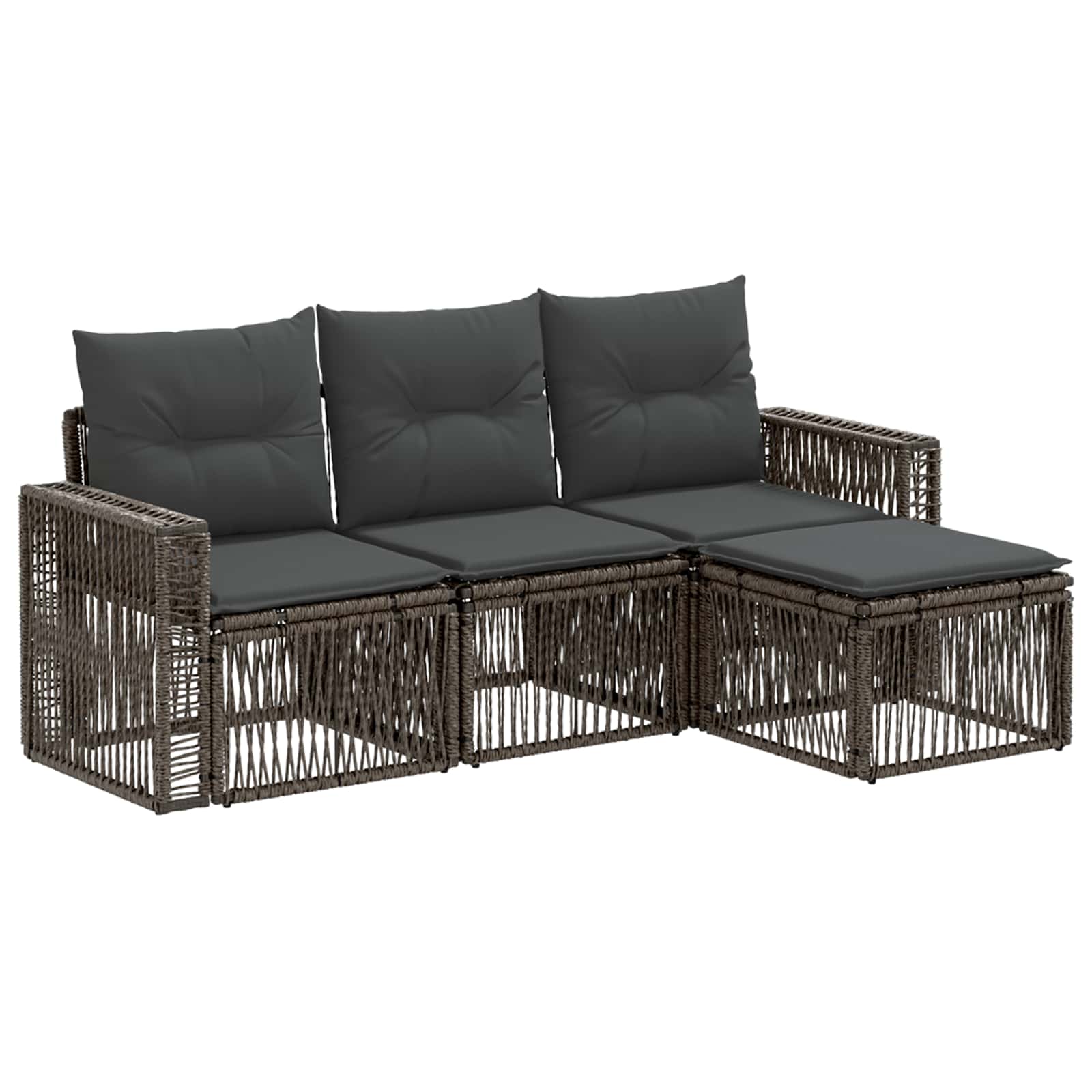 vidaXL Tuinbankenset 5 pcs Zwart en Cream Wit poly rattan