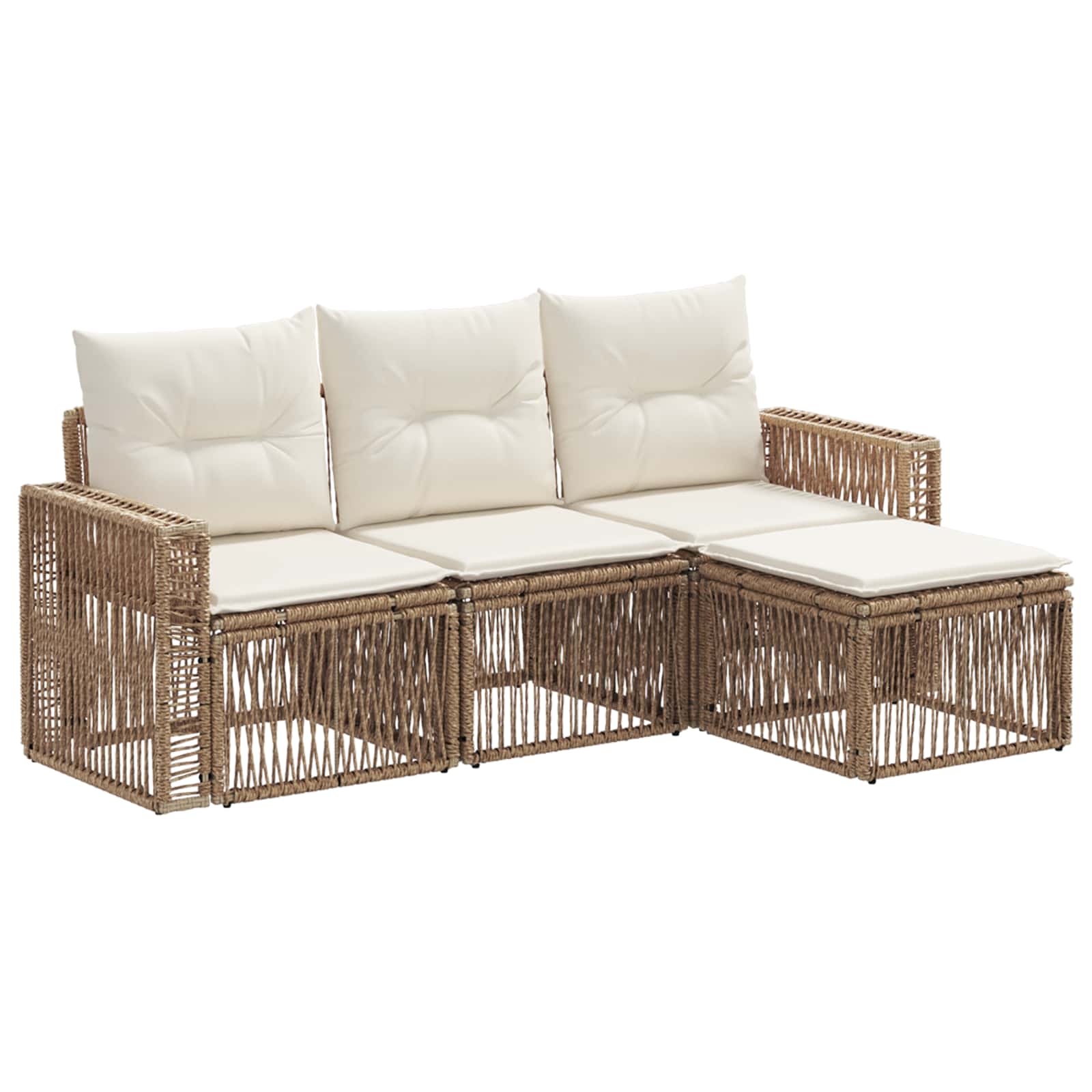 vidaXL Tuinbankenset 5 pcs Zwart en Cream Wit poly rattan