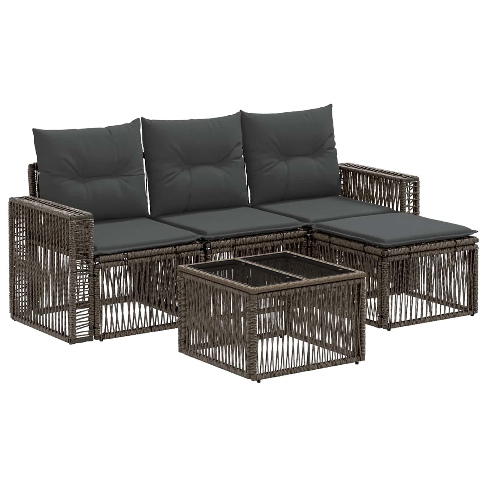 vidaXL Tuinbankenset 5 pcs Zwart en Cream Wit poly rattan