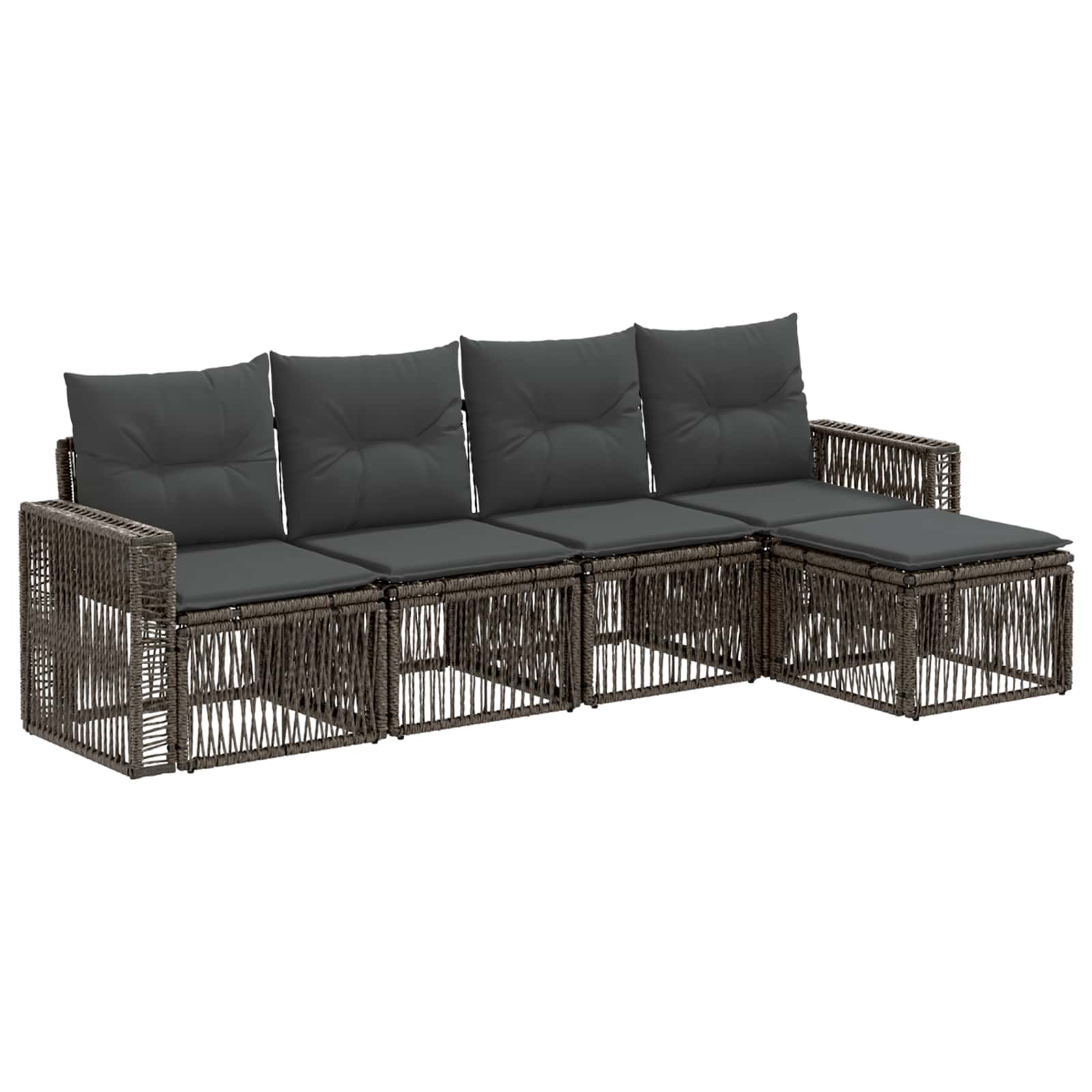 vidaXL Tuinbankenset 6 pcs Zwart en Cream Wit poly rattan