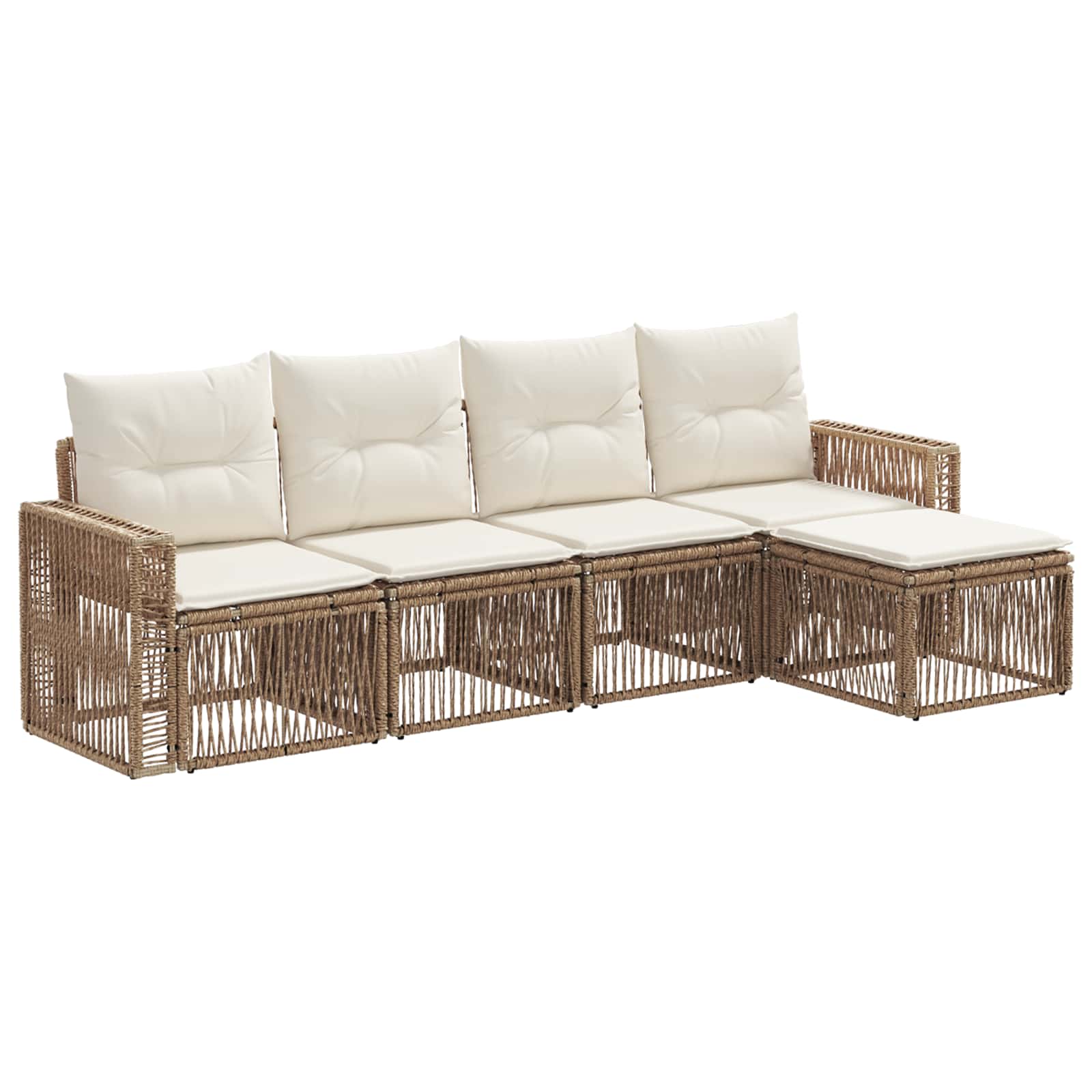 vidaXL Tuinbankenset 6 pcs Zwart en Cream Wit poly rattan