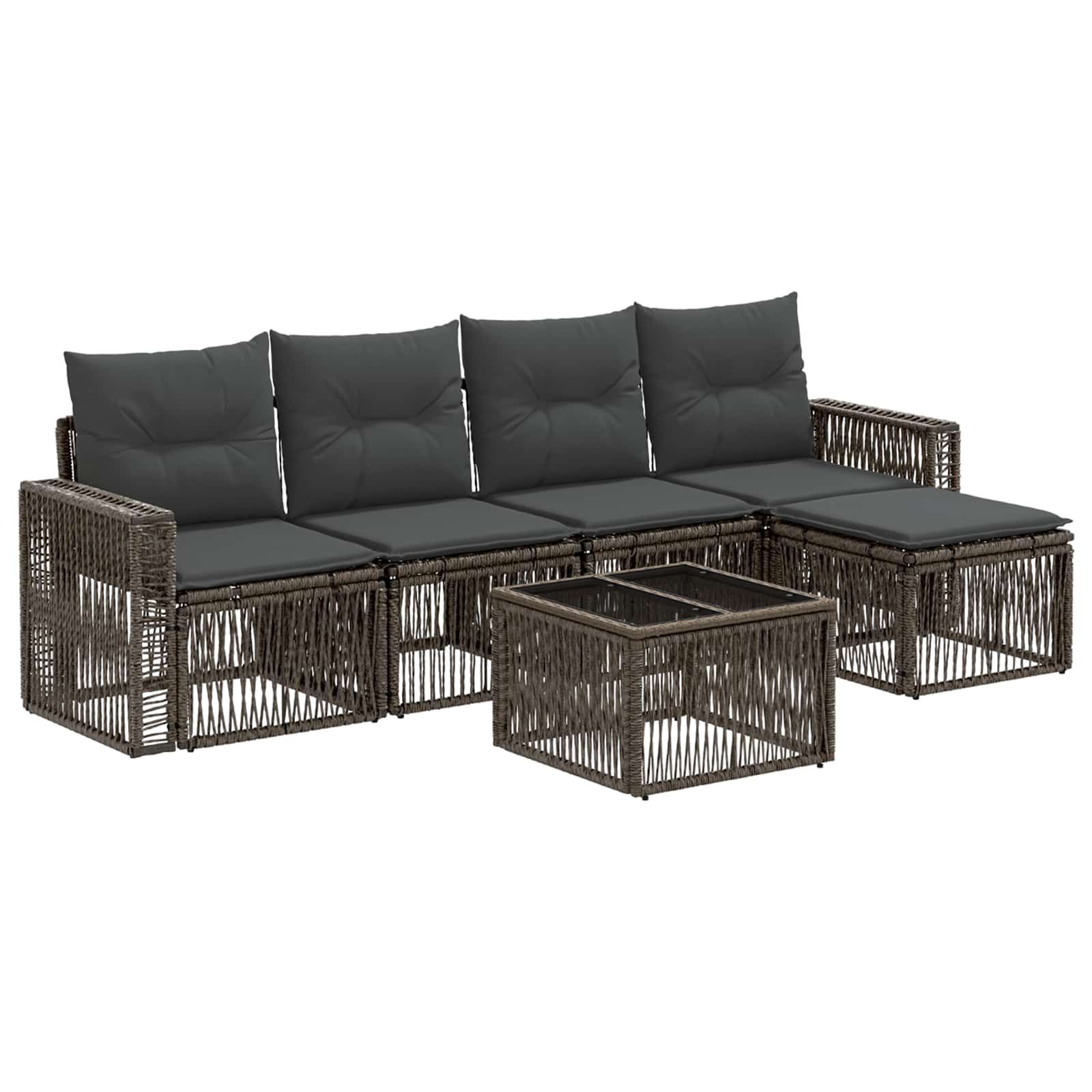 vidaXL Tuinbankenset 6 pcs Zwart en Cream Wit poly rattan