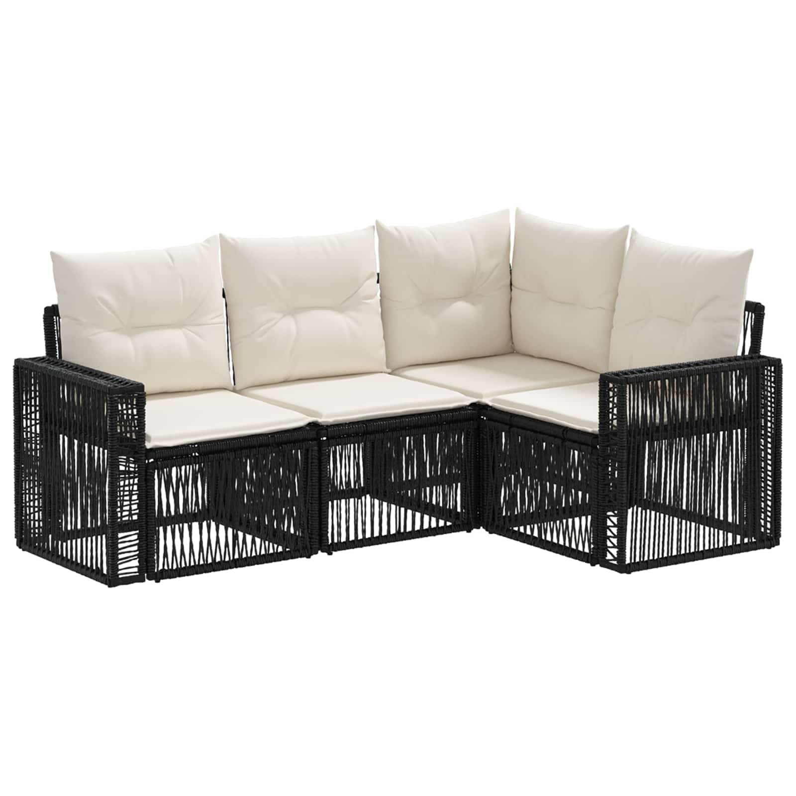 vidaXL Tuinbankenset 5 pcs Zwart en Cream Wit poly rattan