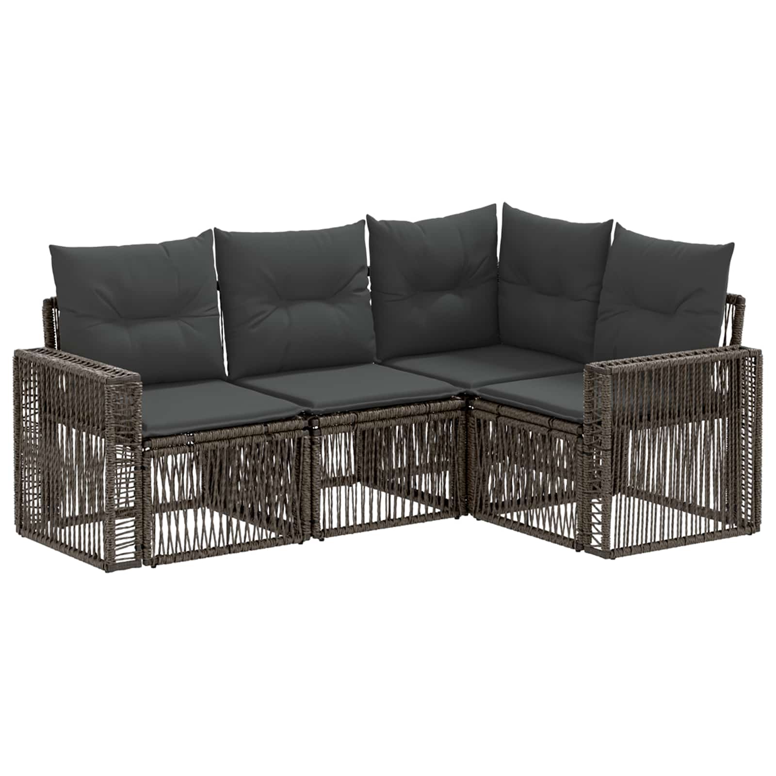 vidaXL Tuinbankenset 5 pcs Zwart en Cream Wit poly rattan