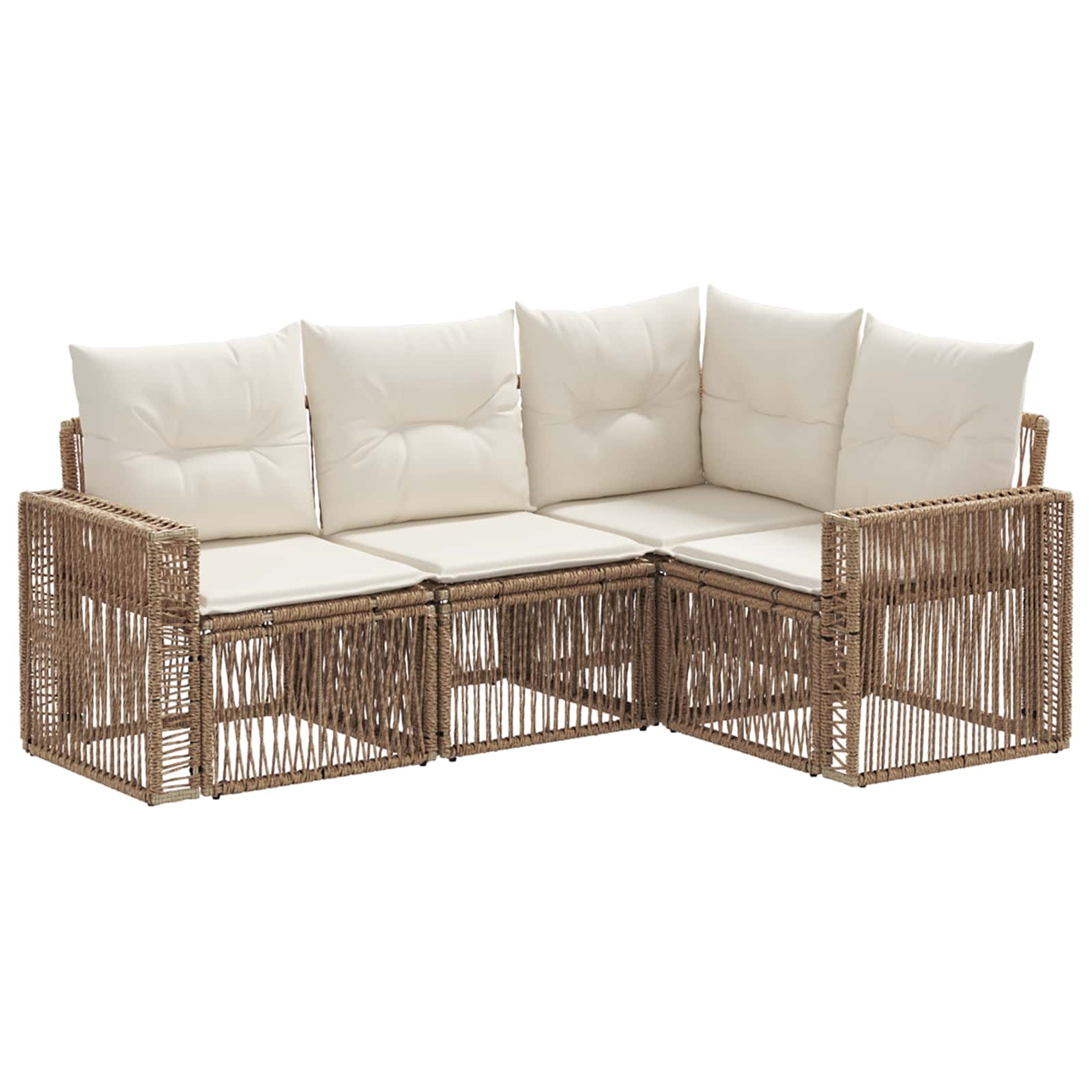 vidaXL Tuinbankenset 5 pcs Zwart en Cream Wit poly rattan