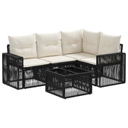 vidaXL Tuinbankenset 5 pcs Zwart en Cream Wit poly rattan