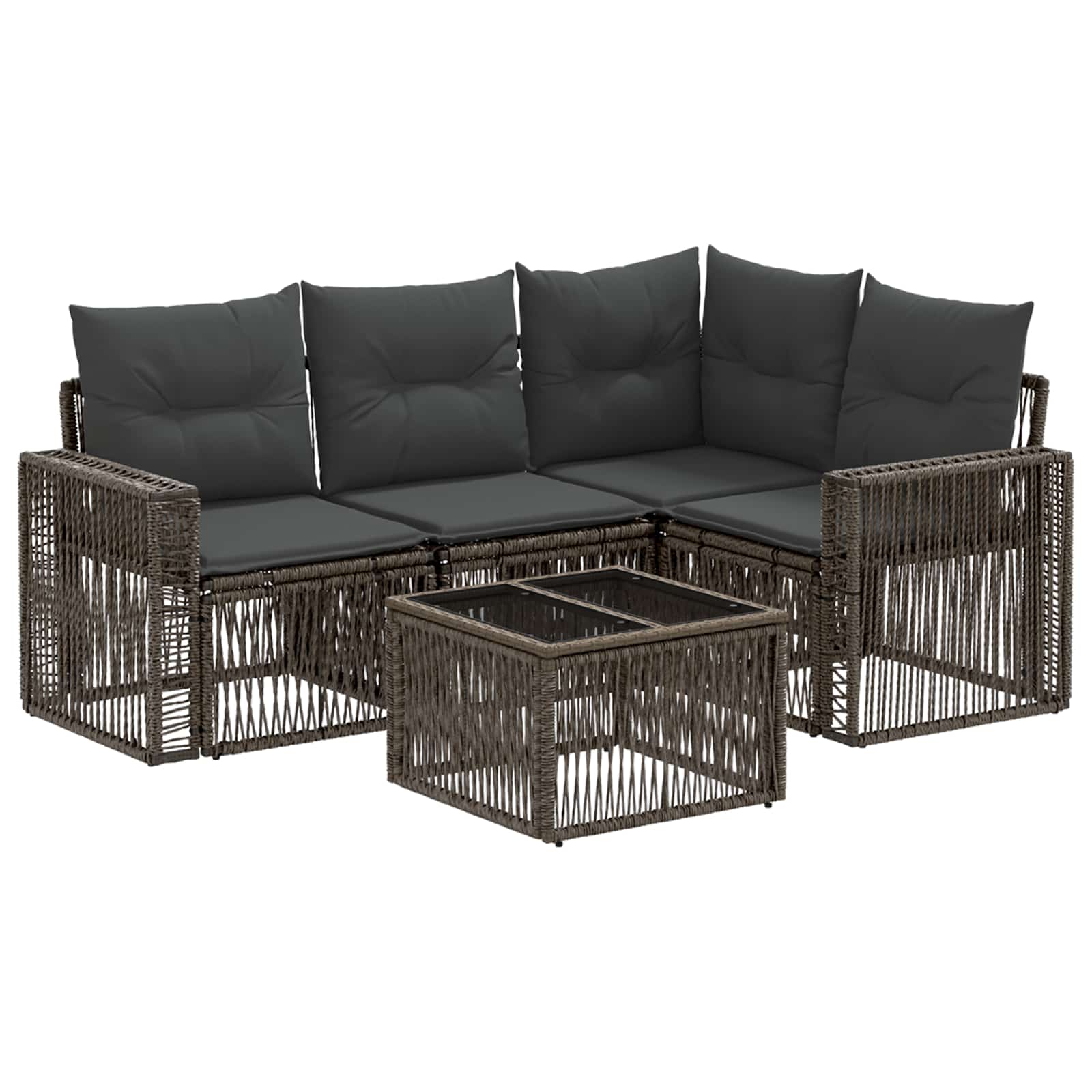 vidaXL Tuinbankenset 5 pcs Zwart en Cream Wit poly rattan