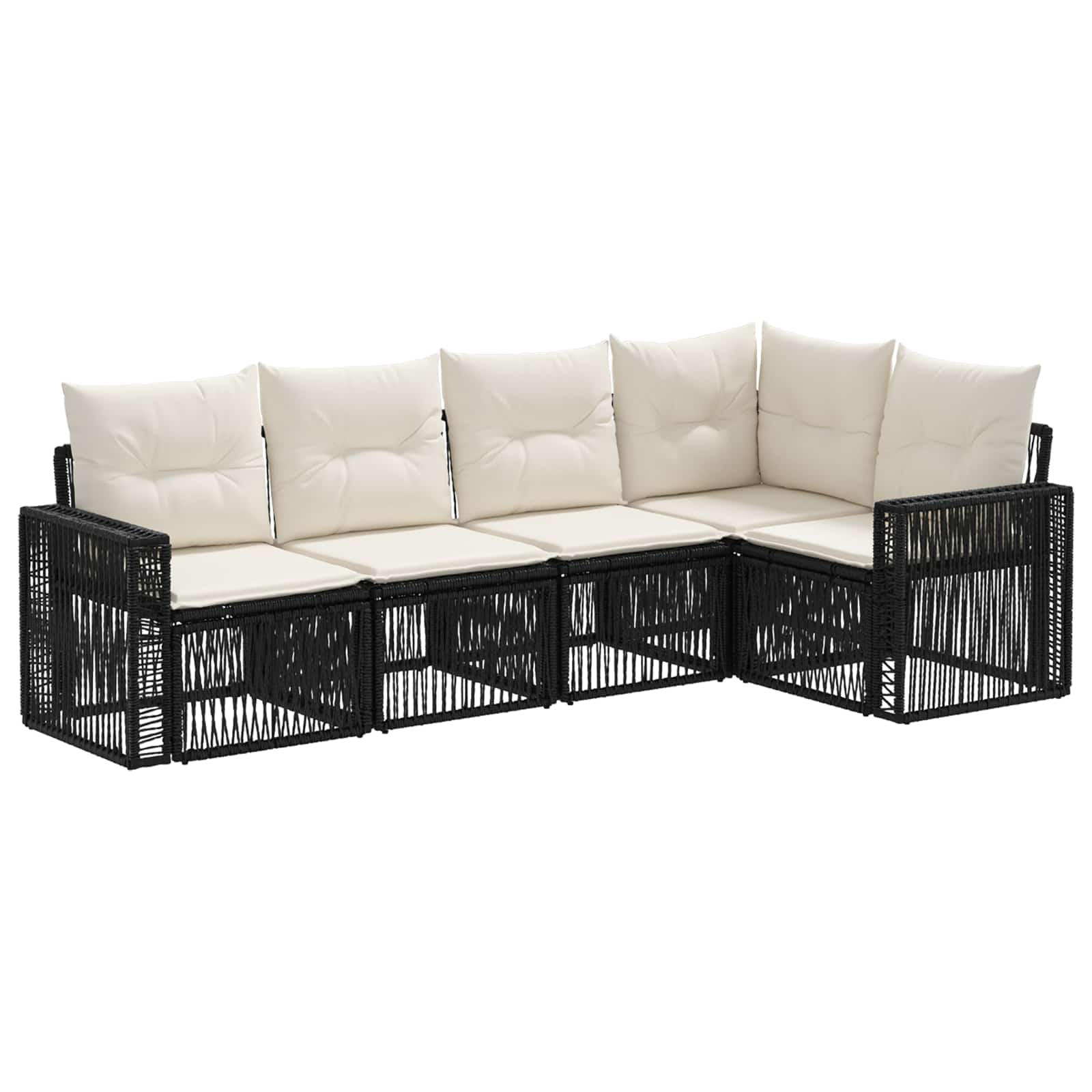 vidaXL Tuinbankenset 6 pcs Zwart en Cream Wit poly rattan