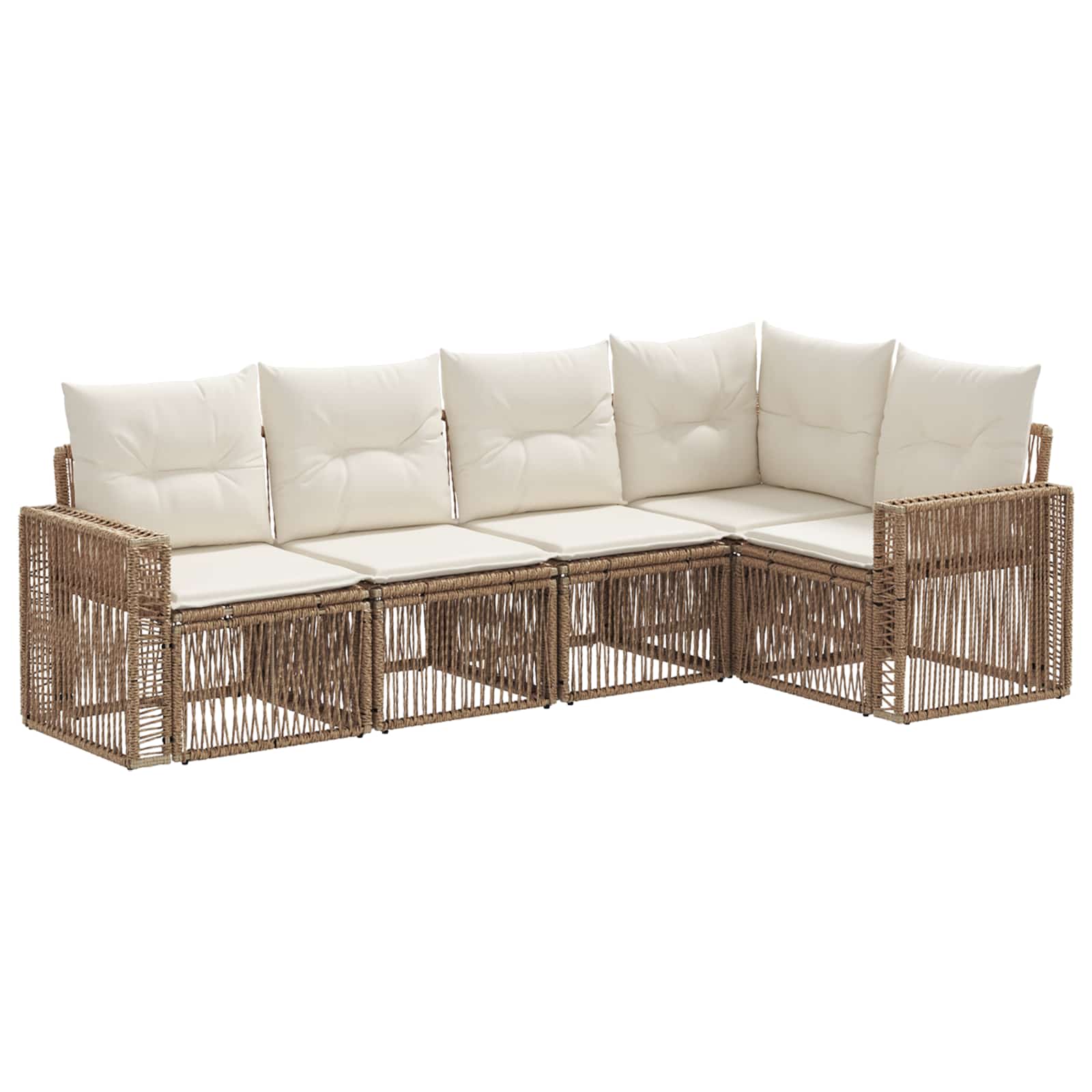 vidaXL Tuinbankenset 6 pcs Zwart en Cream Wit poly rattan