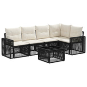 vidaXL Tuinbankenset 6 pcs Zwart en Cream Wit poly rattan