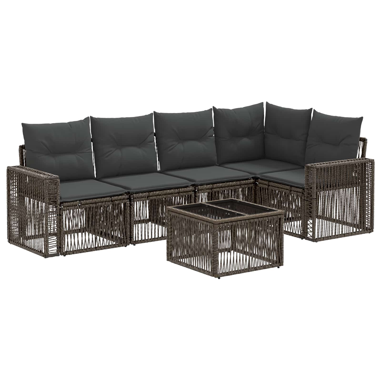 vidaXL Tuinbankenset 6 pcs Zwart en Cream Wit poly rattan