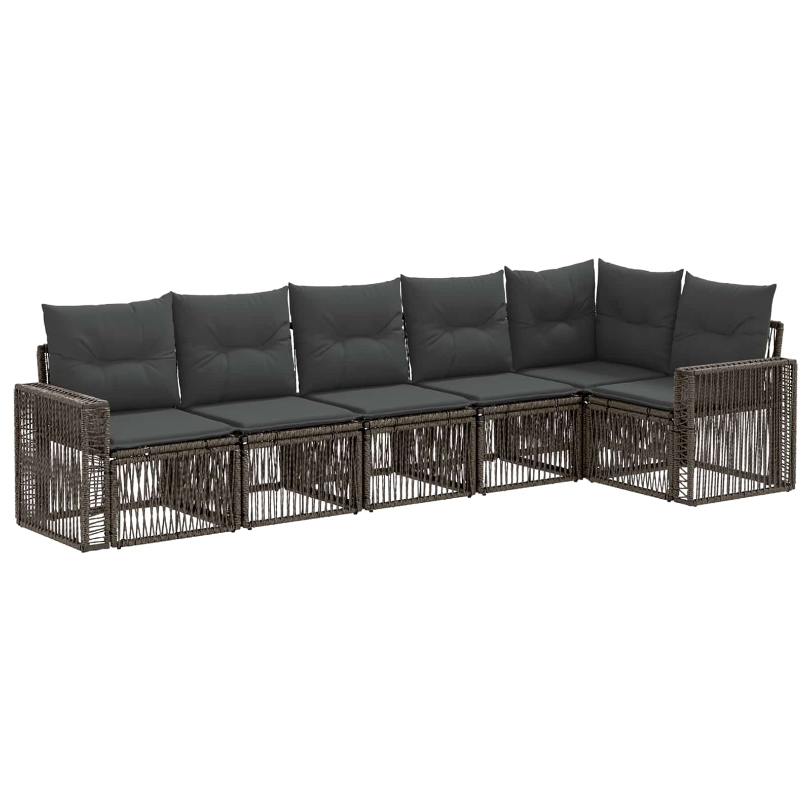 vidaXL Tuinbankenset 7 pcs Zwart en Cream Wit poly rattan