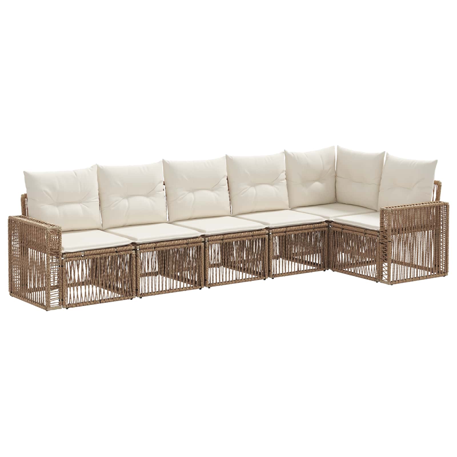 vidaXL Tuinbankenset 7 pcs Zwart en Cream Wit poly rattan