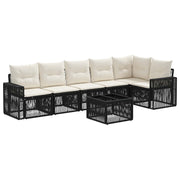 vidaXL Tuinbankenset 7 pcs Zwart en Cream Wit poly rattan