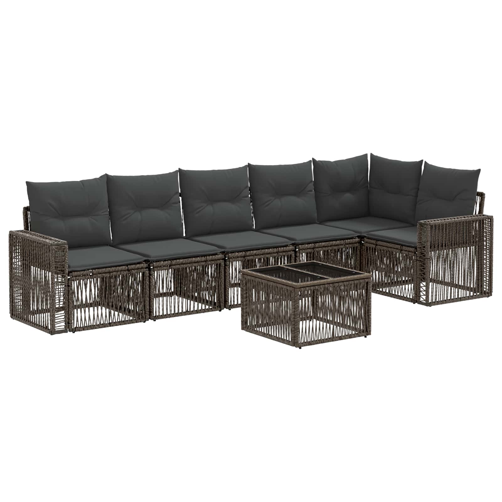 vidaXL Tuinbankenset 7 pcs Zwart en Cream Wit poly rattan