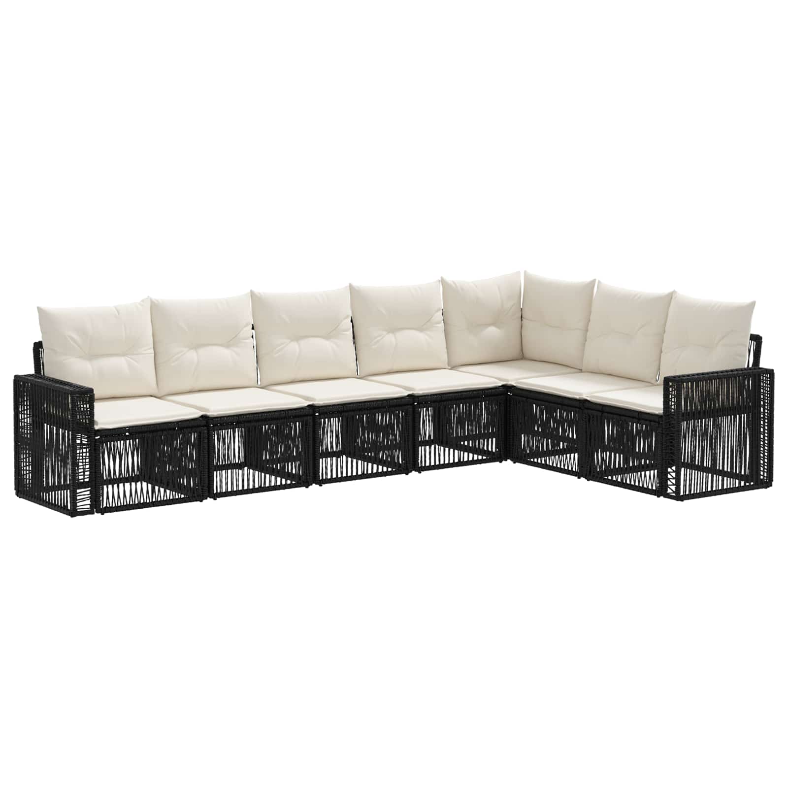 vidaXL Tuinbankenset 8 pcs Zwart en Cream Wit poly rattan