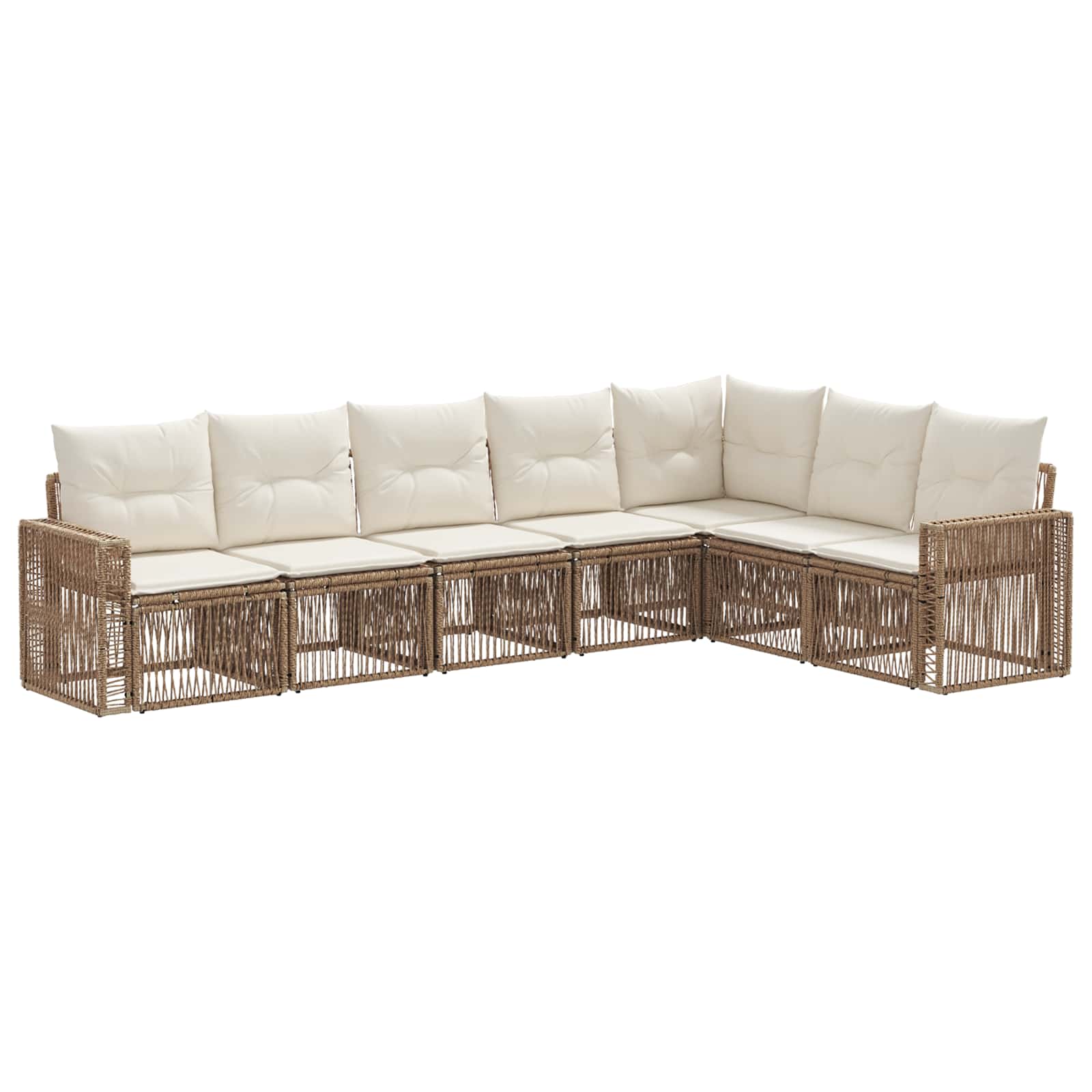 vidaXL Tuinbankenset 8 pcs Zwart en Cream Wit poly rattan