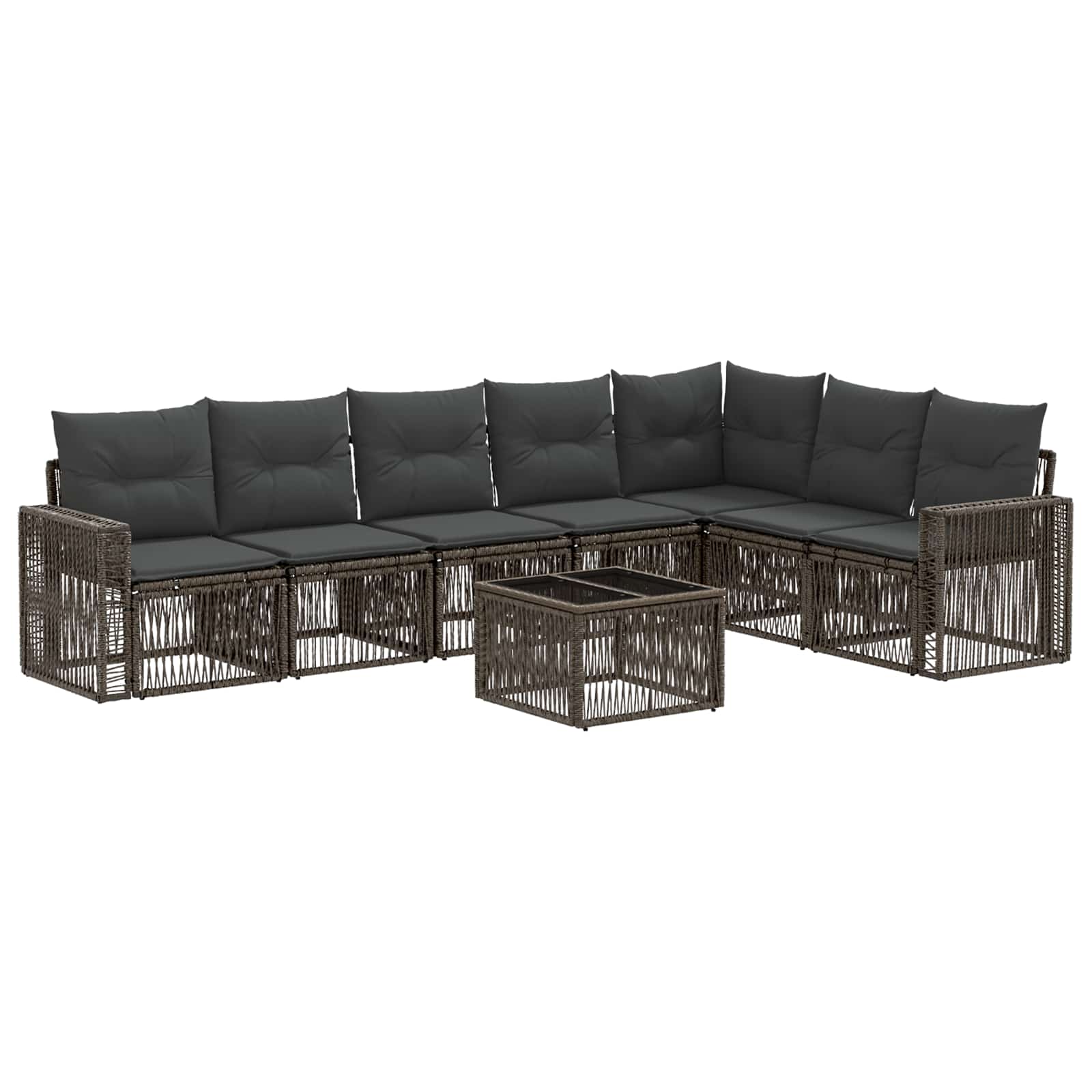 vidaXL Tuinbankenset 8 pcs Zwart en Cream Wit poly rattan