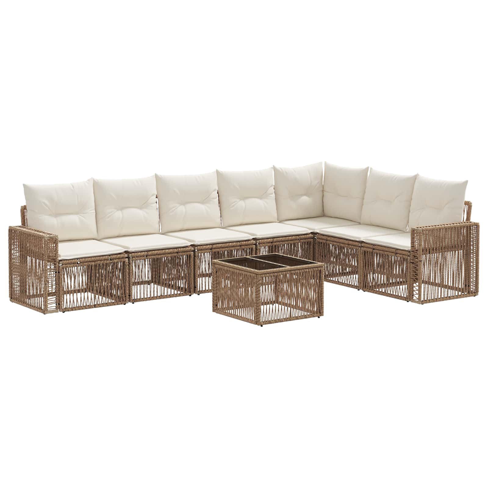 vidaXL Tuinbankenset 8 pcs Zwart en Cream Wit poly rattan