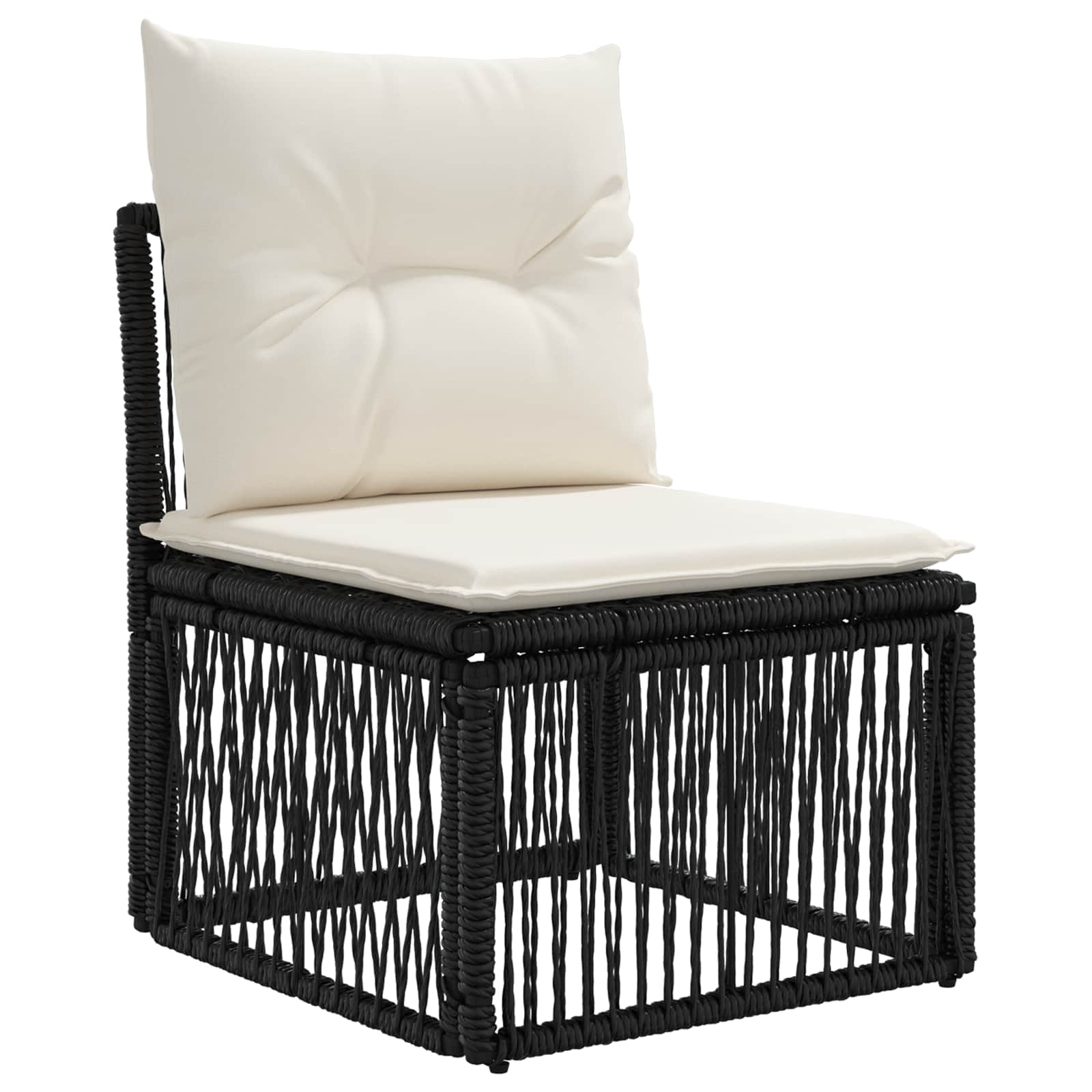 vidaXL Tuinbankenset 9 pcs Zwart en Cream Wit poly rattan