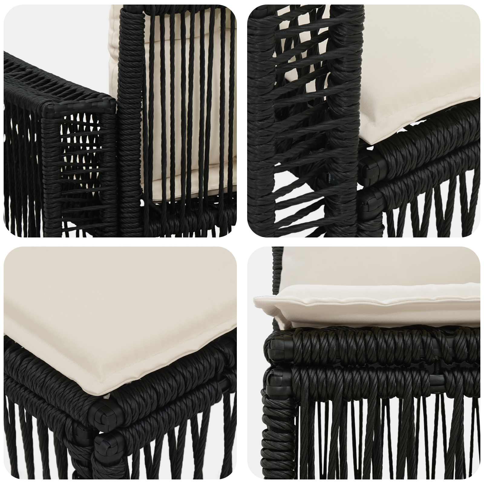 vidaXL Tuinbankenset 9 pcs Zwart en Cream Wit poly rattan
