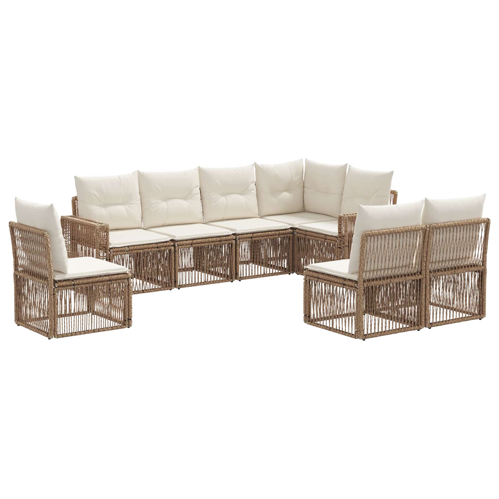 vidaXL Tuinbankenset 9 pcs Zwart en Cream Wit poly rattan