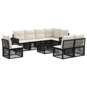 vidaXL Tuinbankenset 9 pcs Zwart en Cream Wit poly rattan