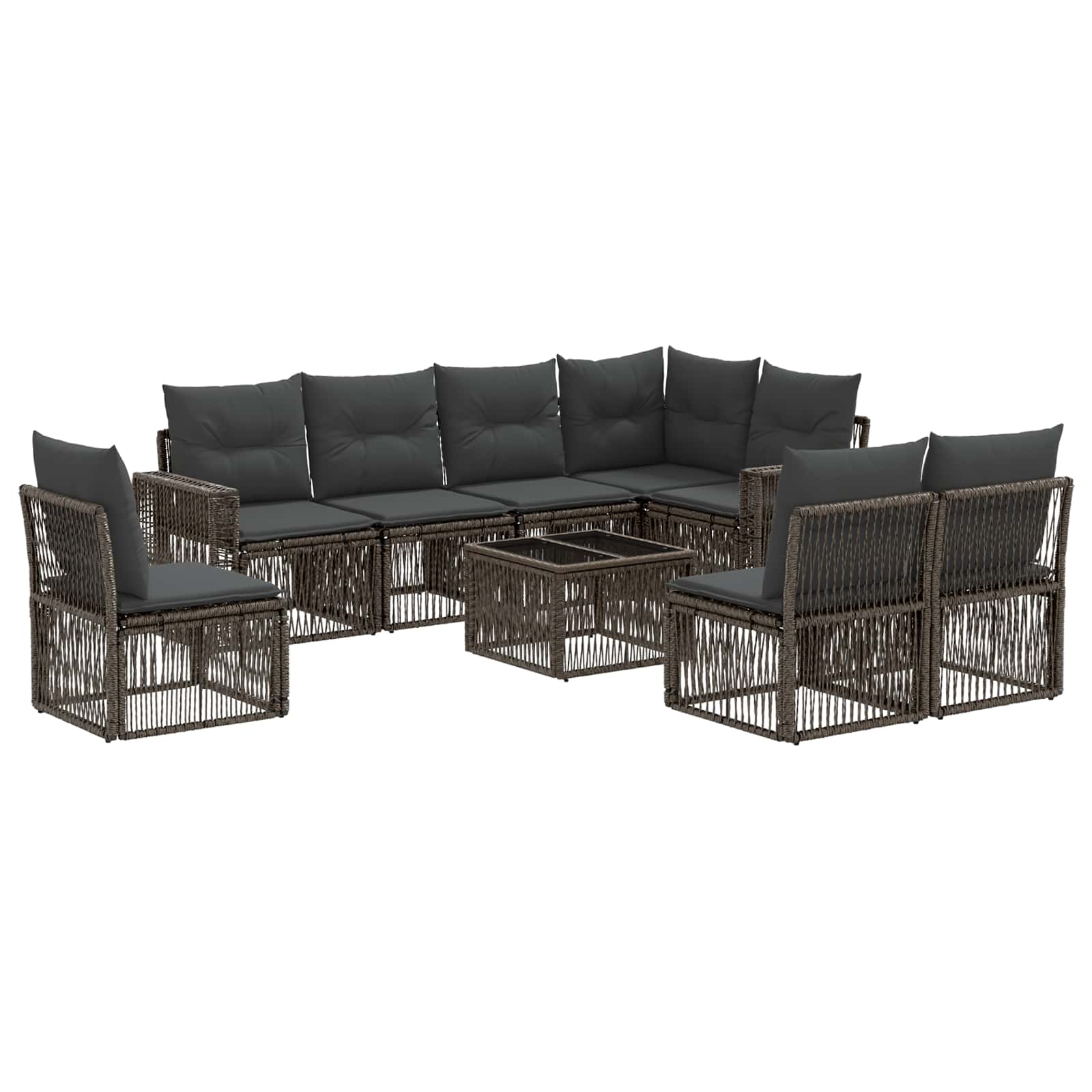 vidaXL Tuinbankenset 9 pcs Zwart en Cream Wit poly rattan