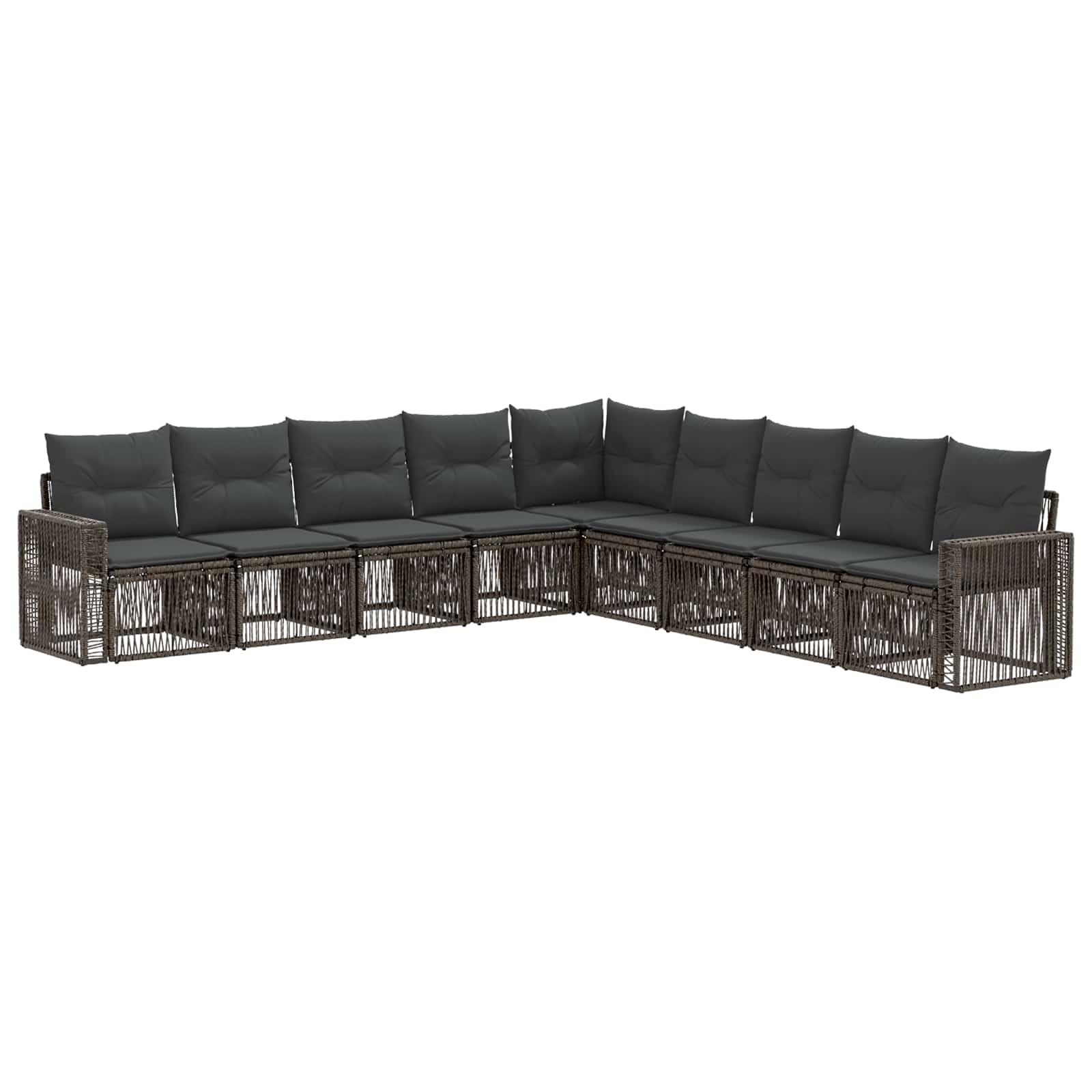 vidaXL Tuinbankenset 10 pcs Zwart en Cream Wit poly rattan