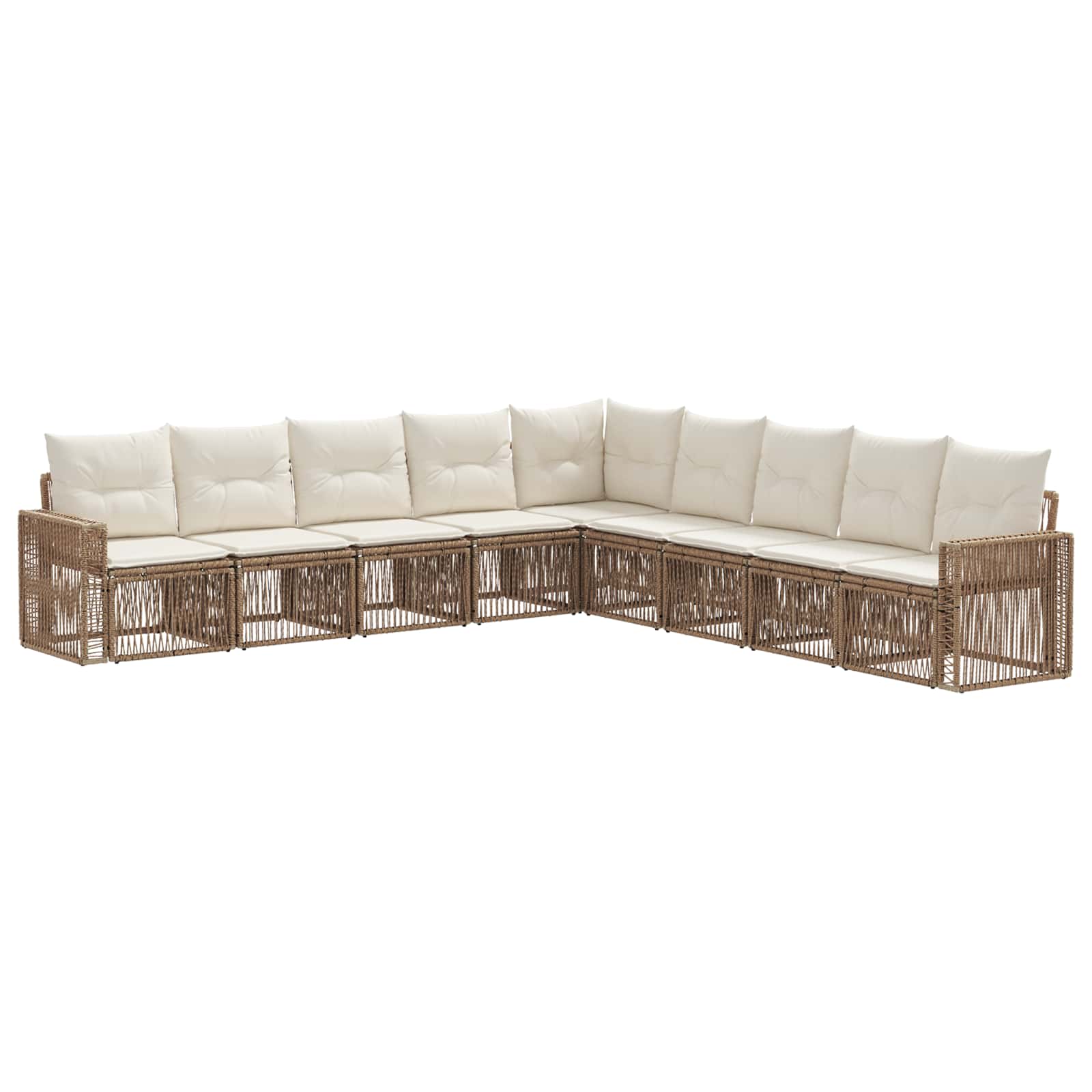 vidaXL Tuinbankenset 10 pcs Zwart en Cream Wit poly rattan