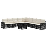 vidaXL Tuinbankenset 10 pcs Zwart en Cream Wit poly rattan