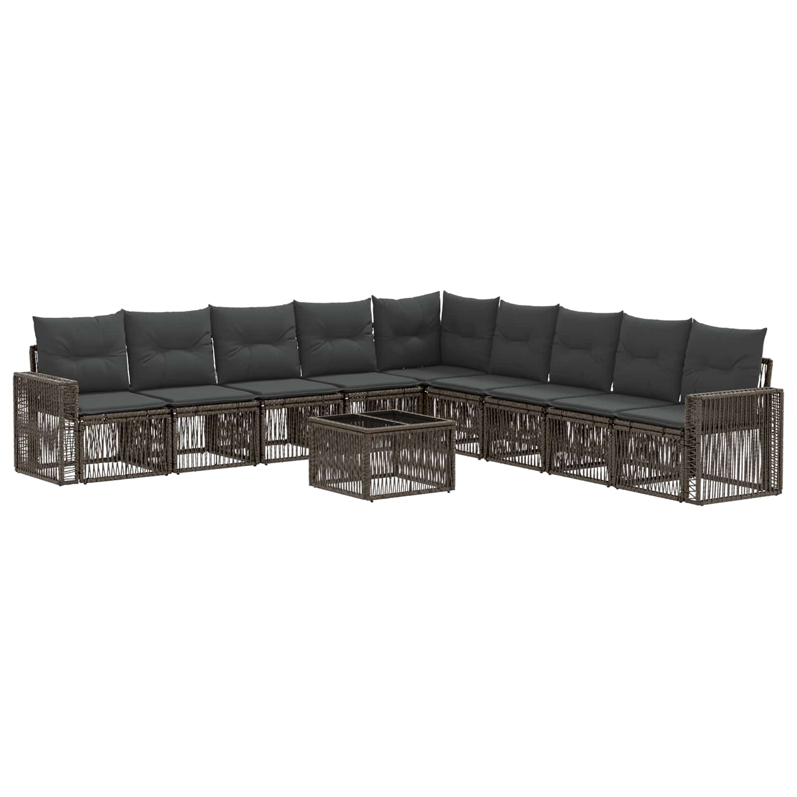 vidaXL Tuinbankenset 10 pcs Zwart en Cream Wit poly rattan