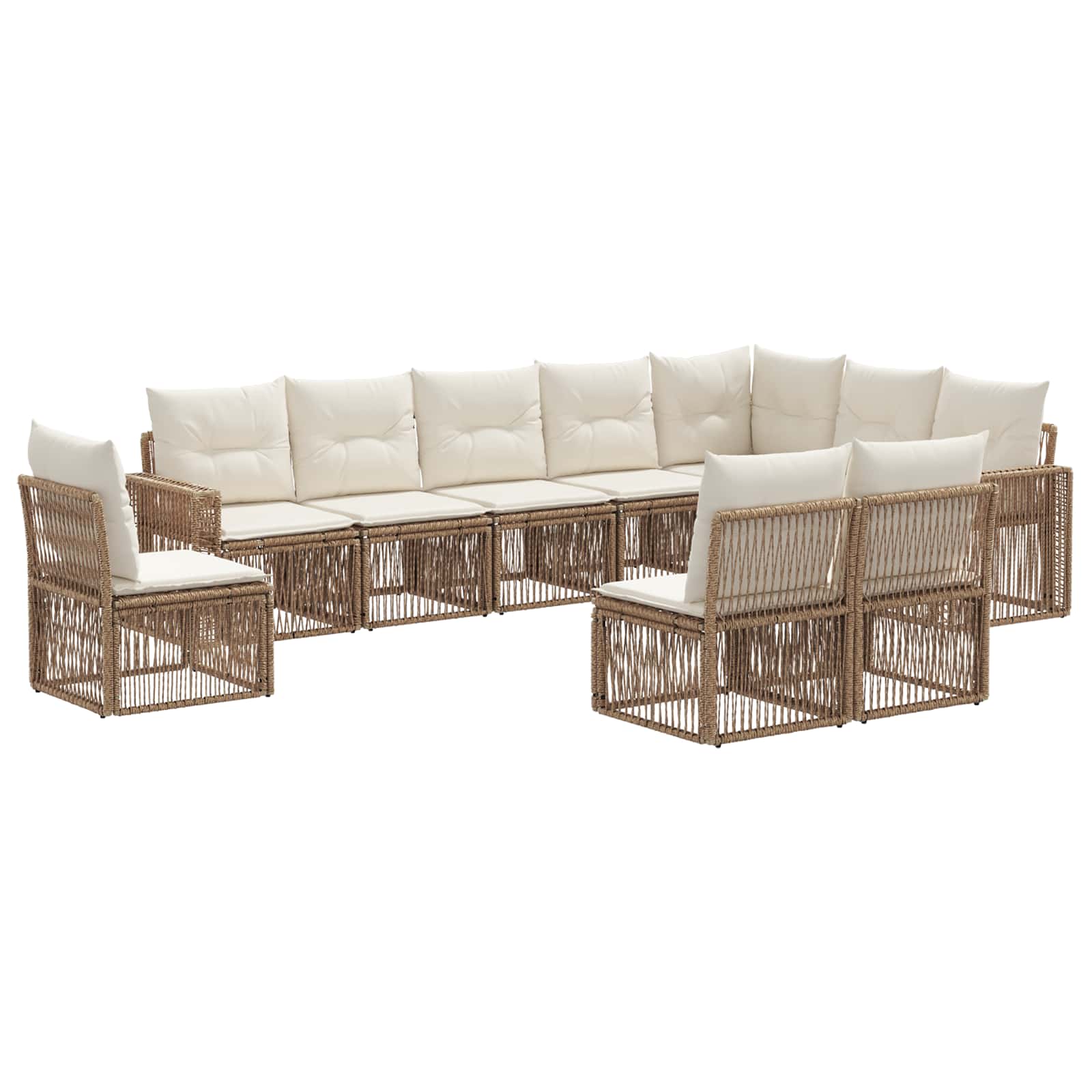 vidaXL Tuinbankenset 11 pcs Zwart en Cream Wit poly rattan
